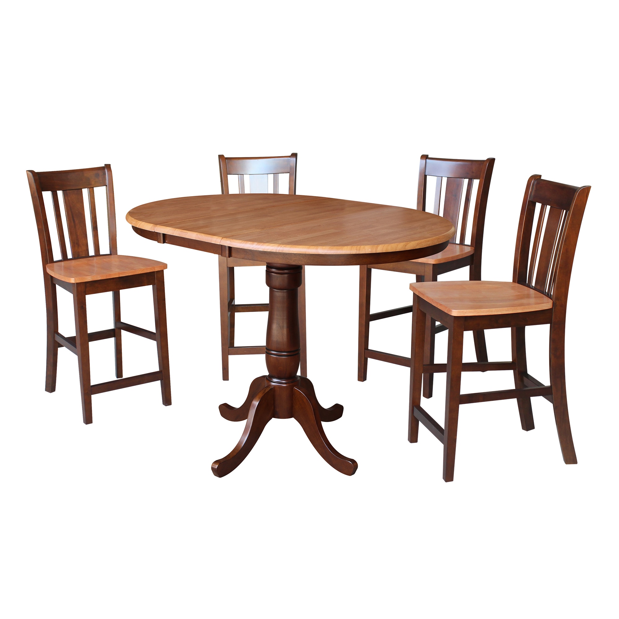 International Concepts K58-36RXT-S102-4 Cinnamon/Espresso Traditional Dining Room Set with Round Table (Seats 4)