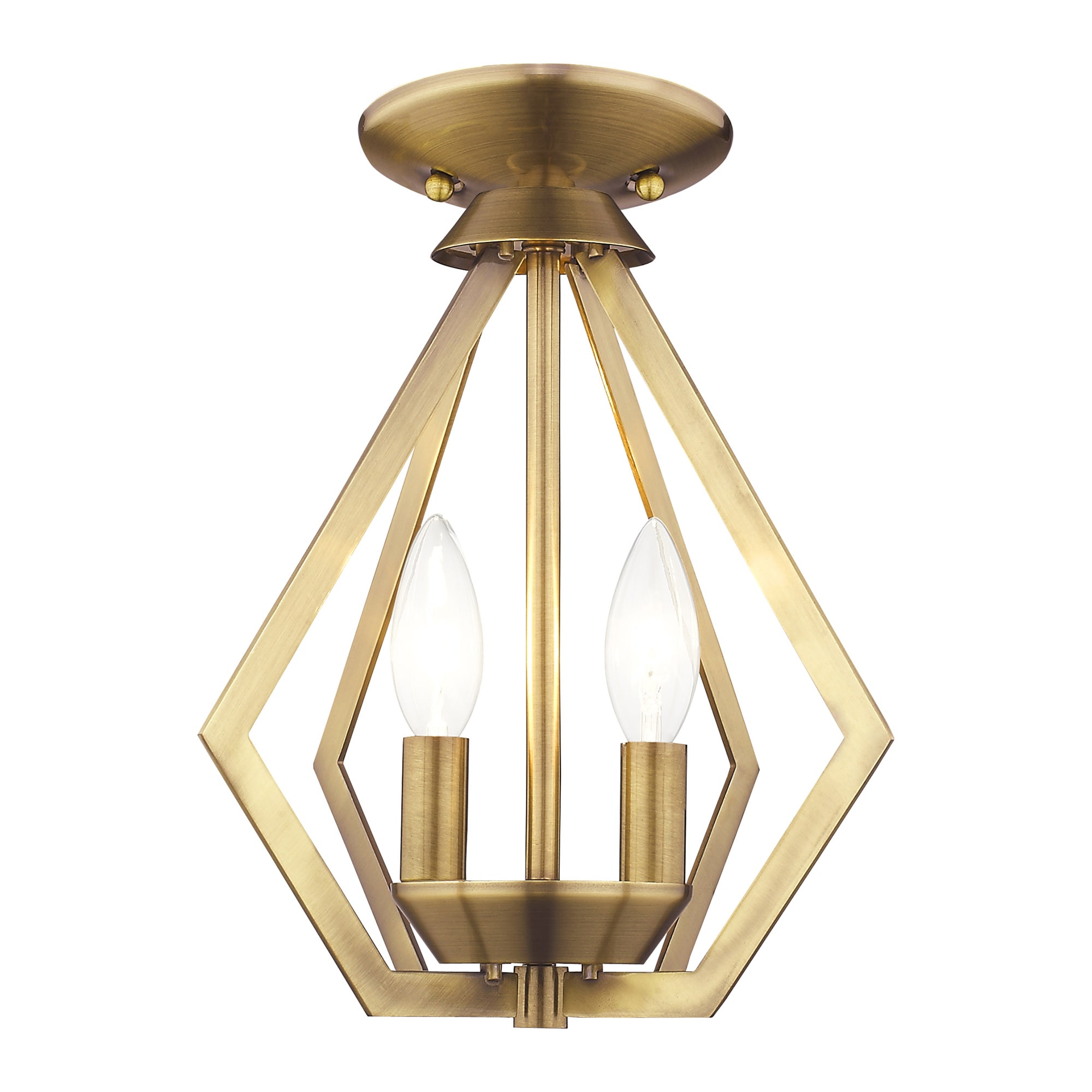 Mini Geometric Brass Pendant Light with Steel Frame