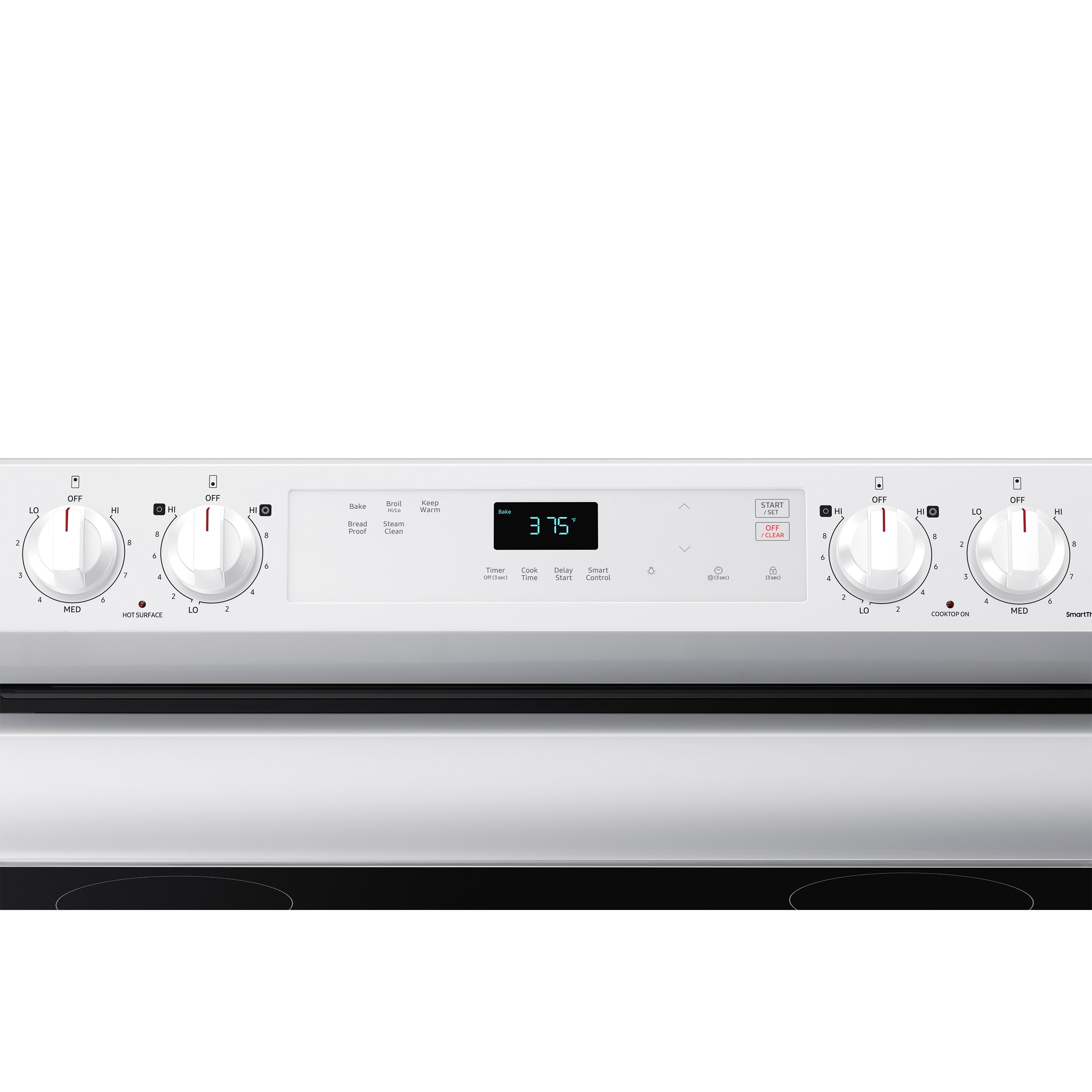 Samsung 30-in Glass Top 4 burners 6.3-cu ft Freestanding Electric Range ( White )