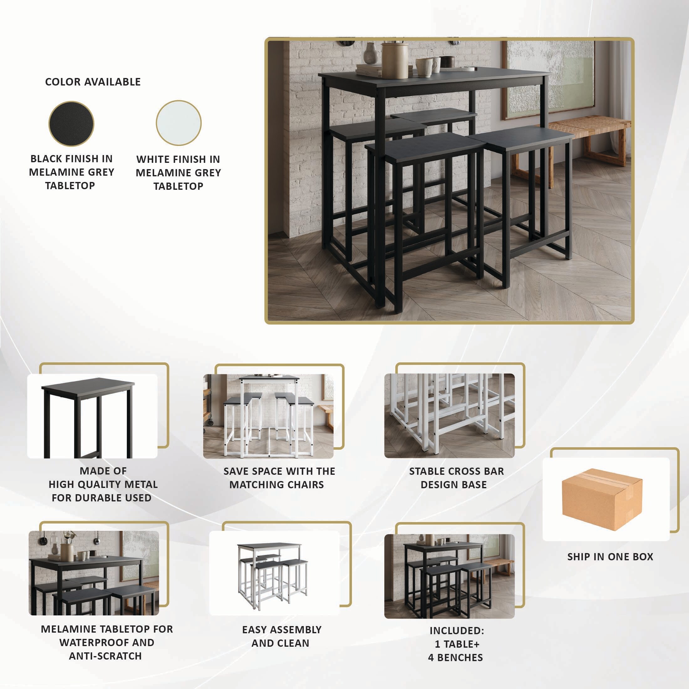 CasePiece CM671T40-BK-MT-5X Dining-Sets - View #13