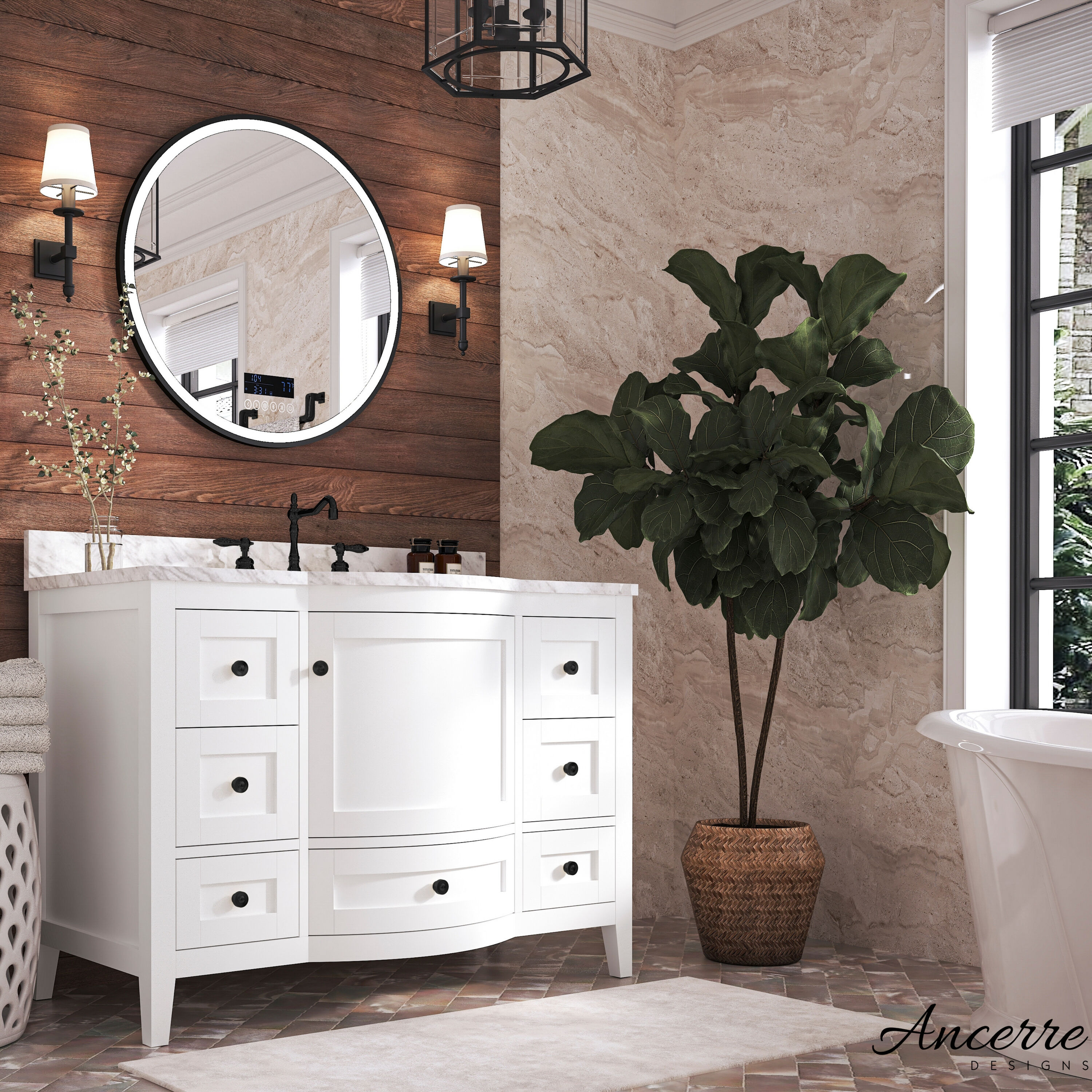 Ancerre Designs VTS-LAUREN-48-W-CW-B Bath-Vanity-Combo - View #9