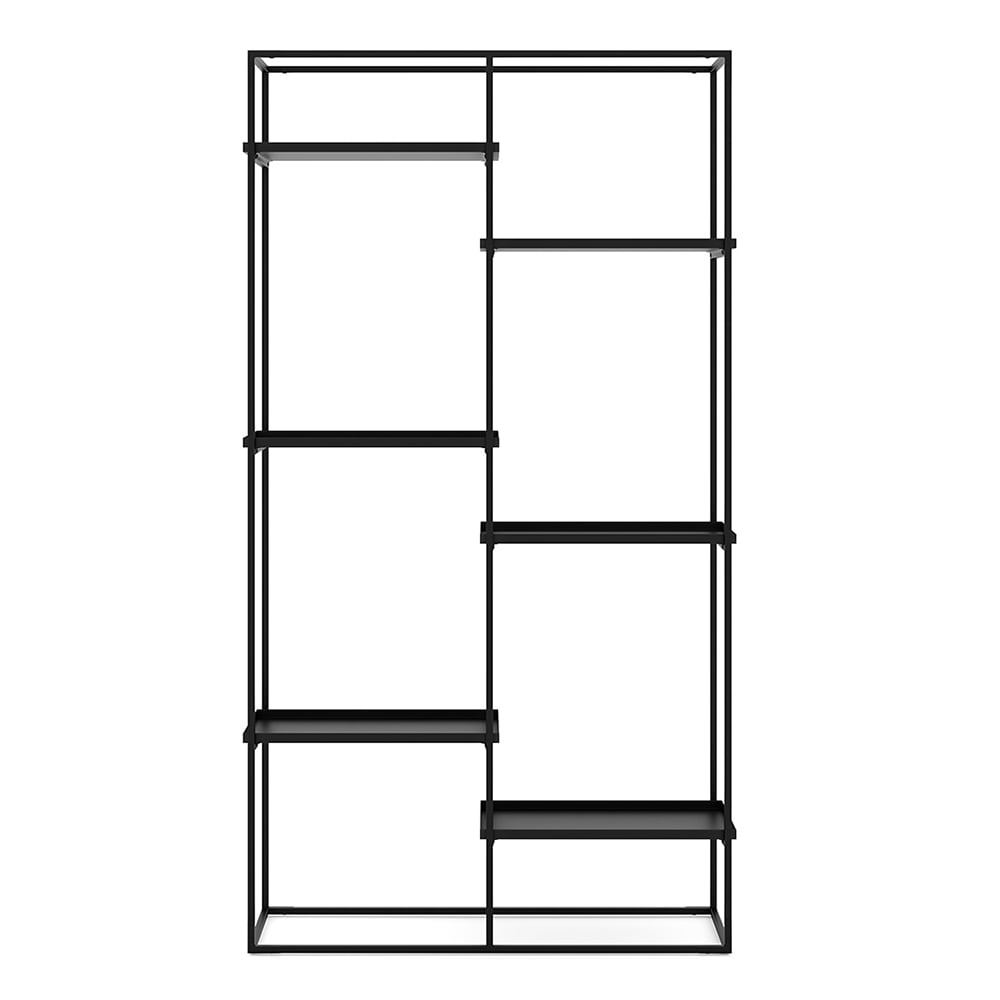 Black Metal 6-Shelf Bookcase (39.37-in W x 74-in H x 11.8-in D) in the  Bookcases department at