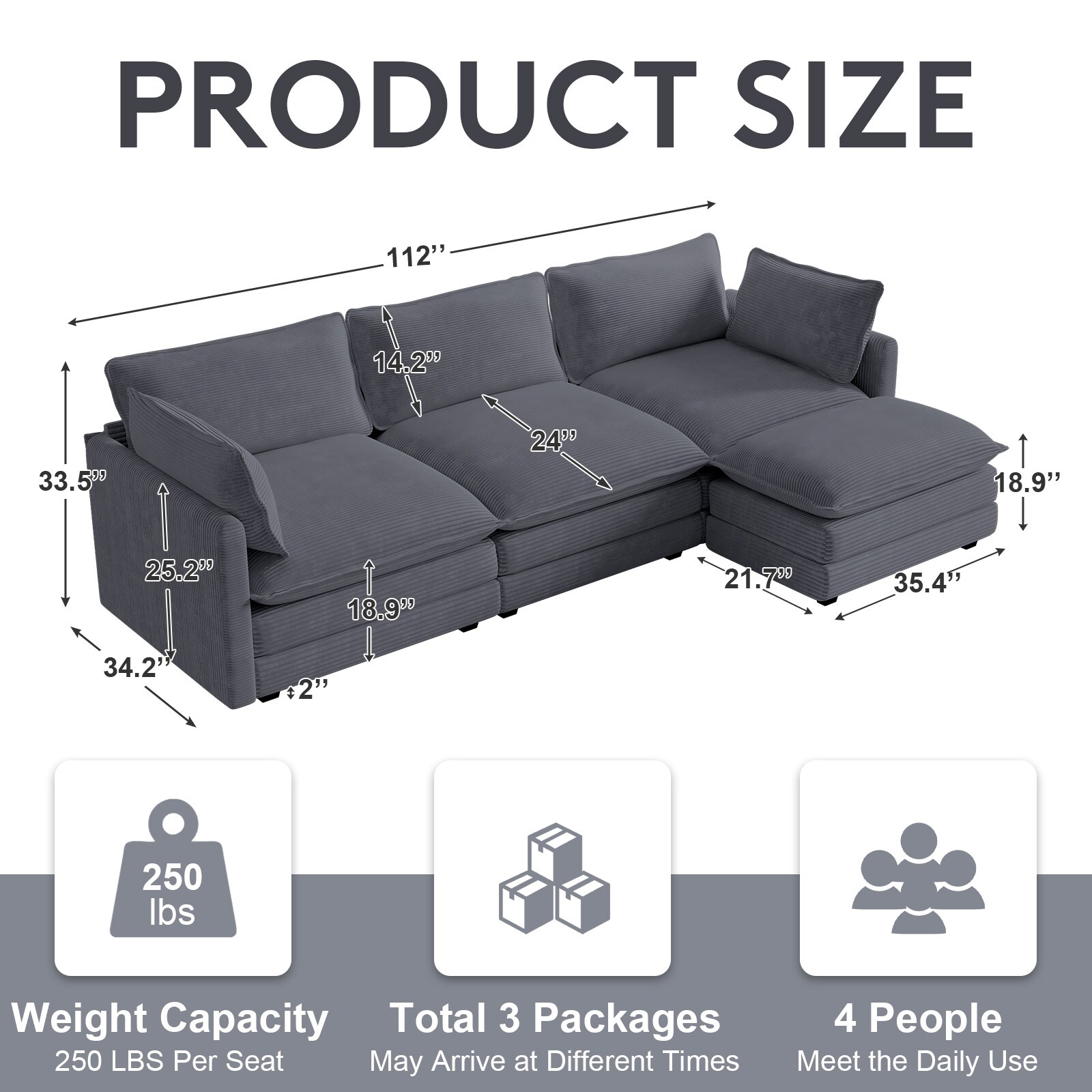 VOUA SAF-LYD1Z-GY Sofas-Loveseats - View #2