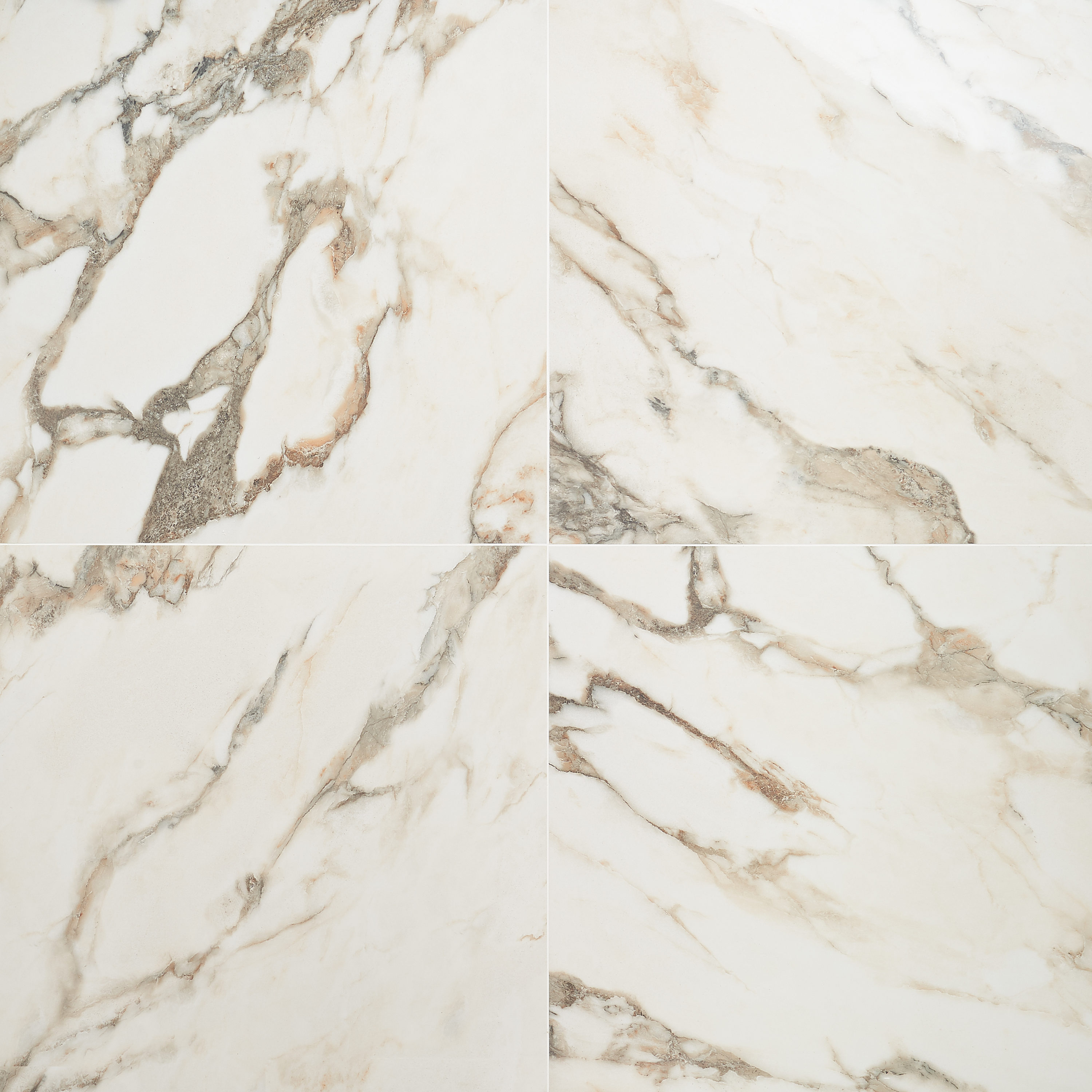 Saroshi 24" x 24" Polished White Marble Look Porcelain Tile