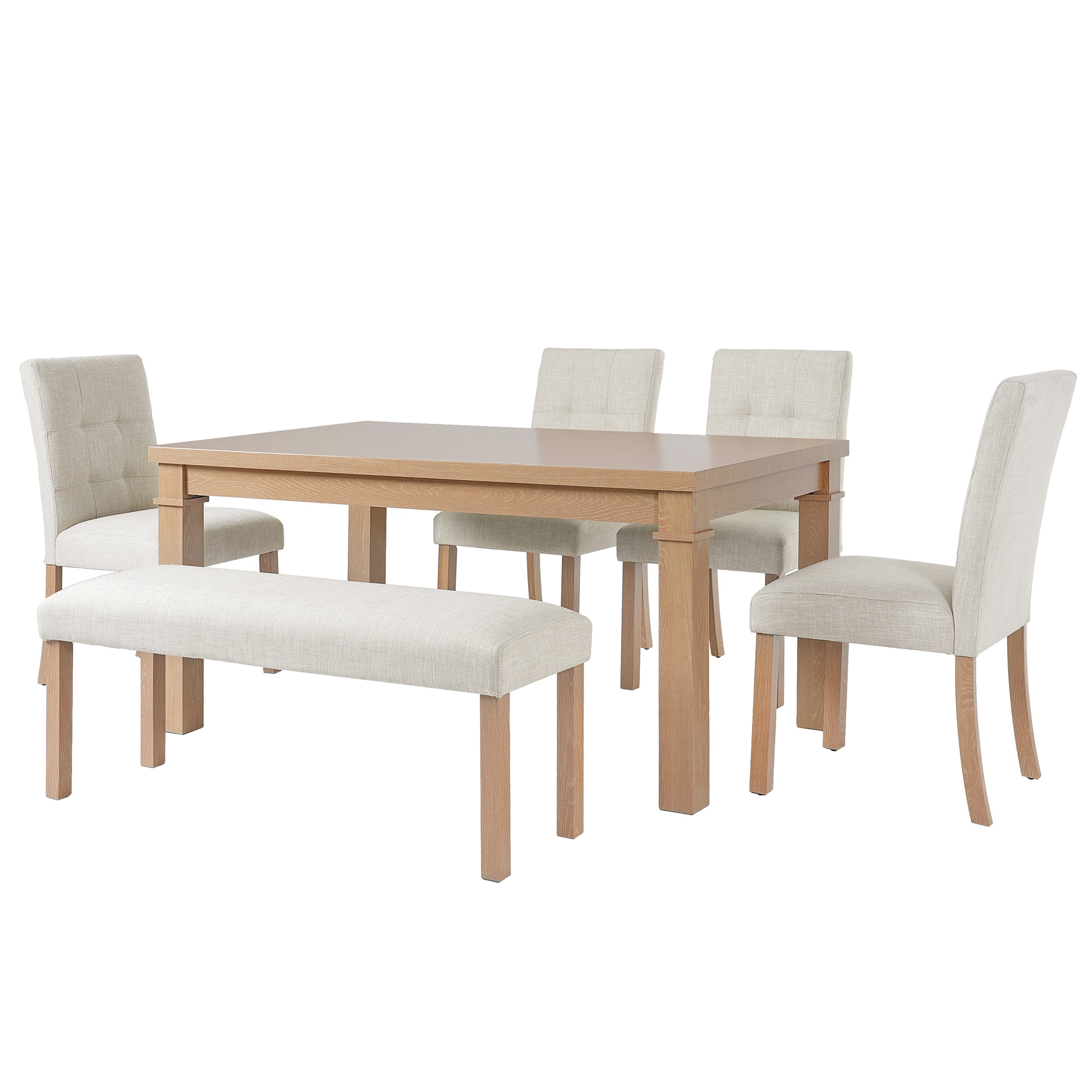 SINOFURN SYA330019WT Natural Traditional Dining Room Set with Rectangular Table ( Seats 6 )