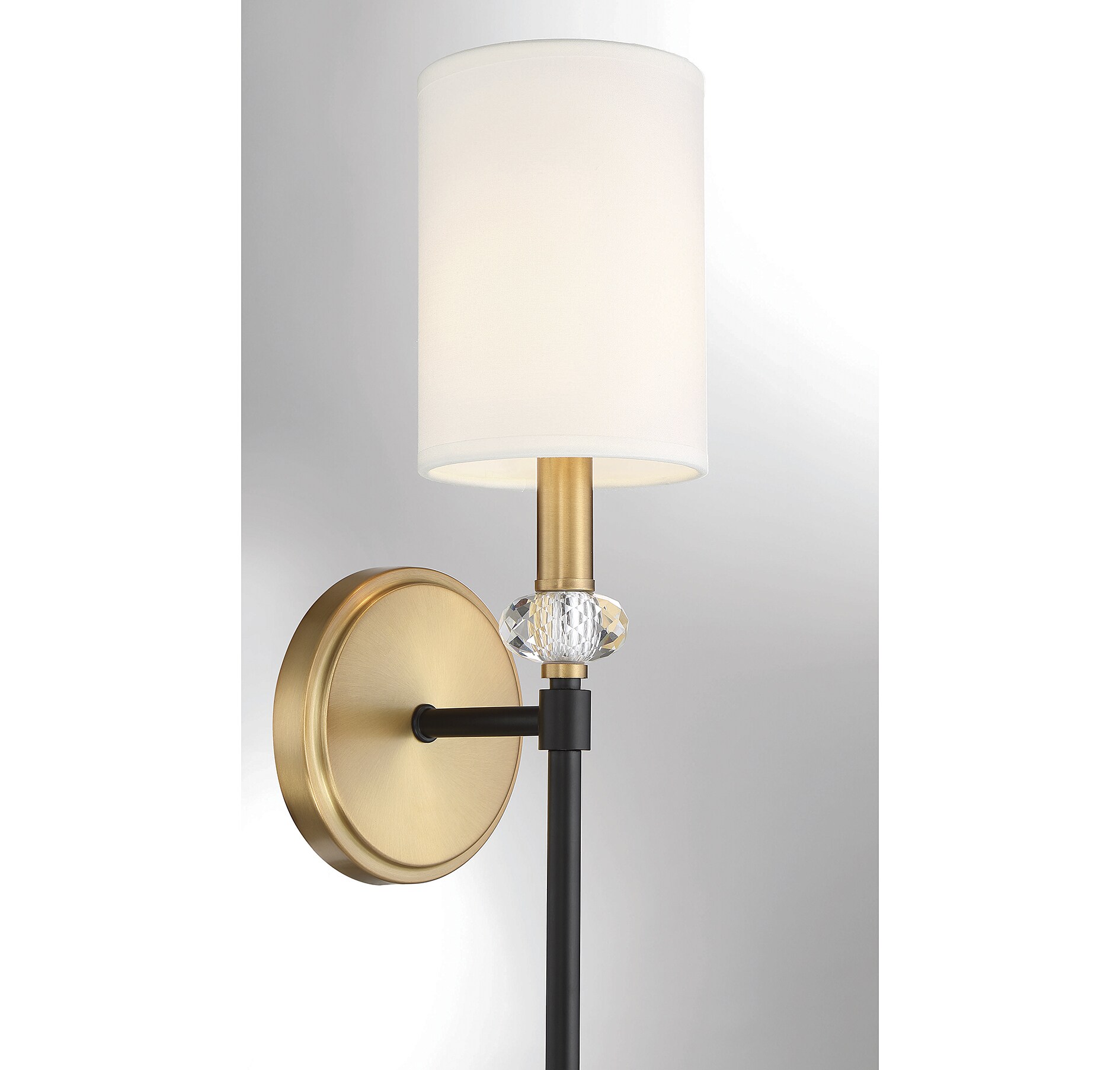 Matte Black and Brass Dimmable Cylinder Sconce