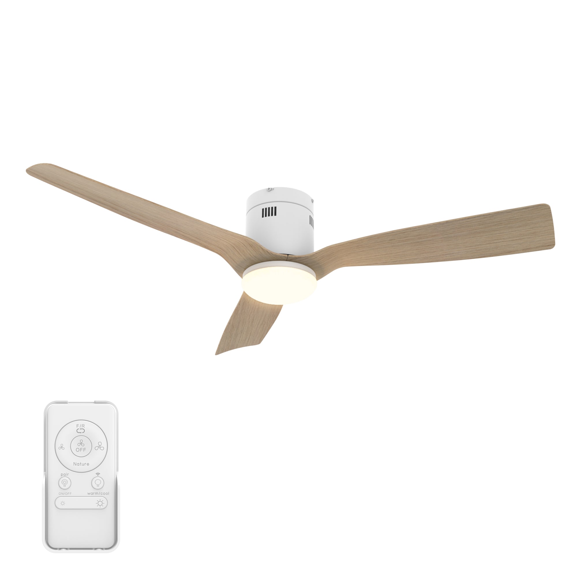 Topeka Low Profile Smart Ceiling Fan with LED Light and Remote 52 inch