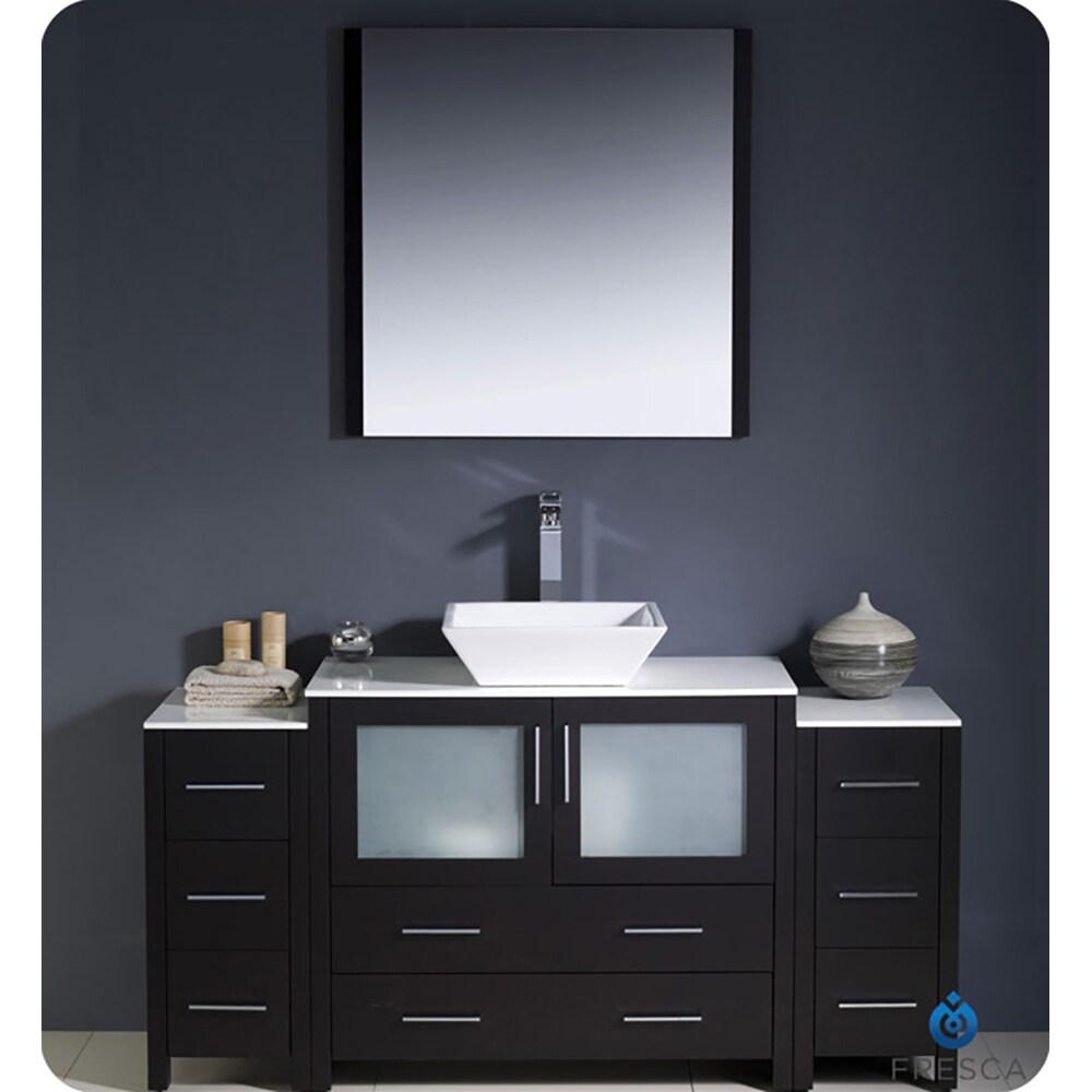 Espresso Engineered Wood 60" Freestanding Modern Vanity Base