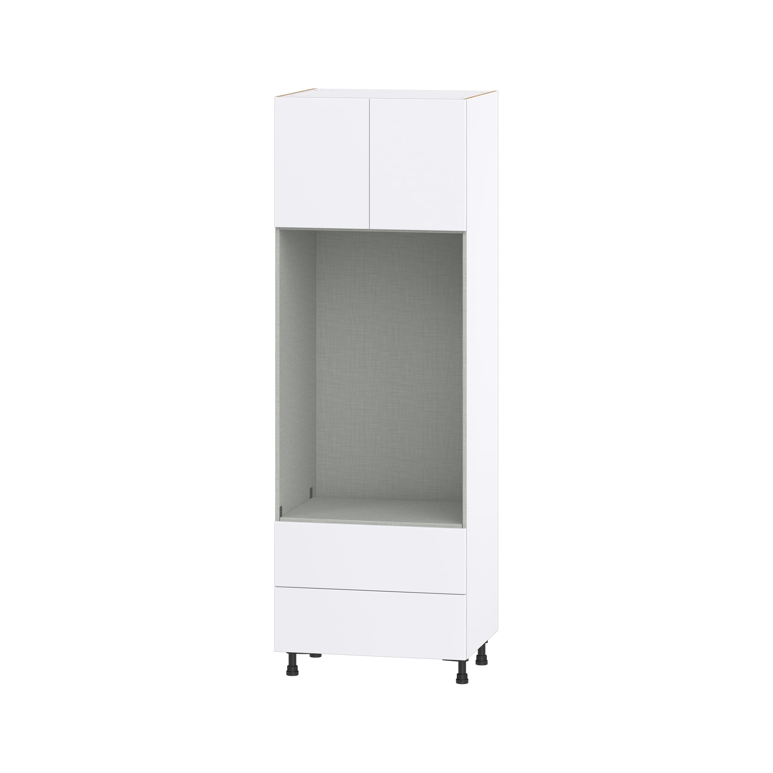 Hugo&Borg DSTMO2DA3089.5-LA Lasalle 30-in W x 89.5-in H x 24-in D Bright White Slab 2 -Drawers Microwave Pantry Fully assembled Cabinet (Flat Panel Slab)