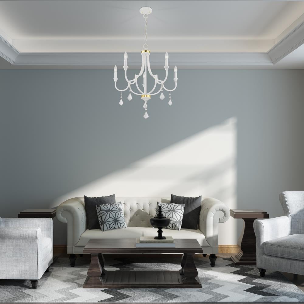 White Mini Crystal 5-Light Candelabra Chandelier