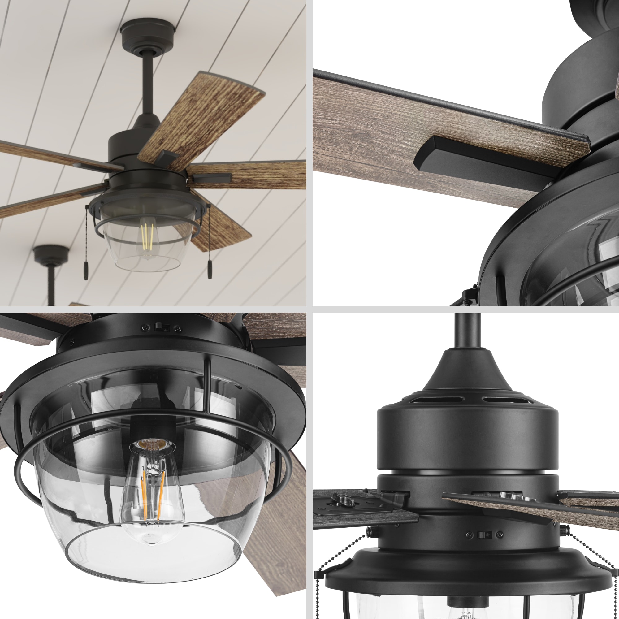 Harbor Breeze Murphy 52-in Matte Black Indoor/Outdoor Ceiling Fan 