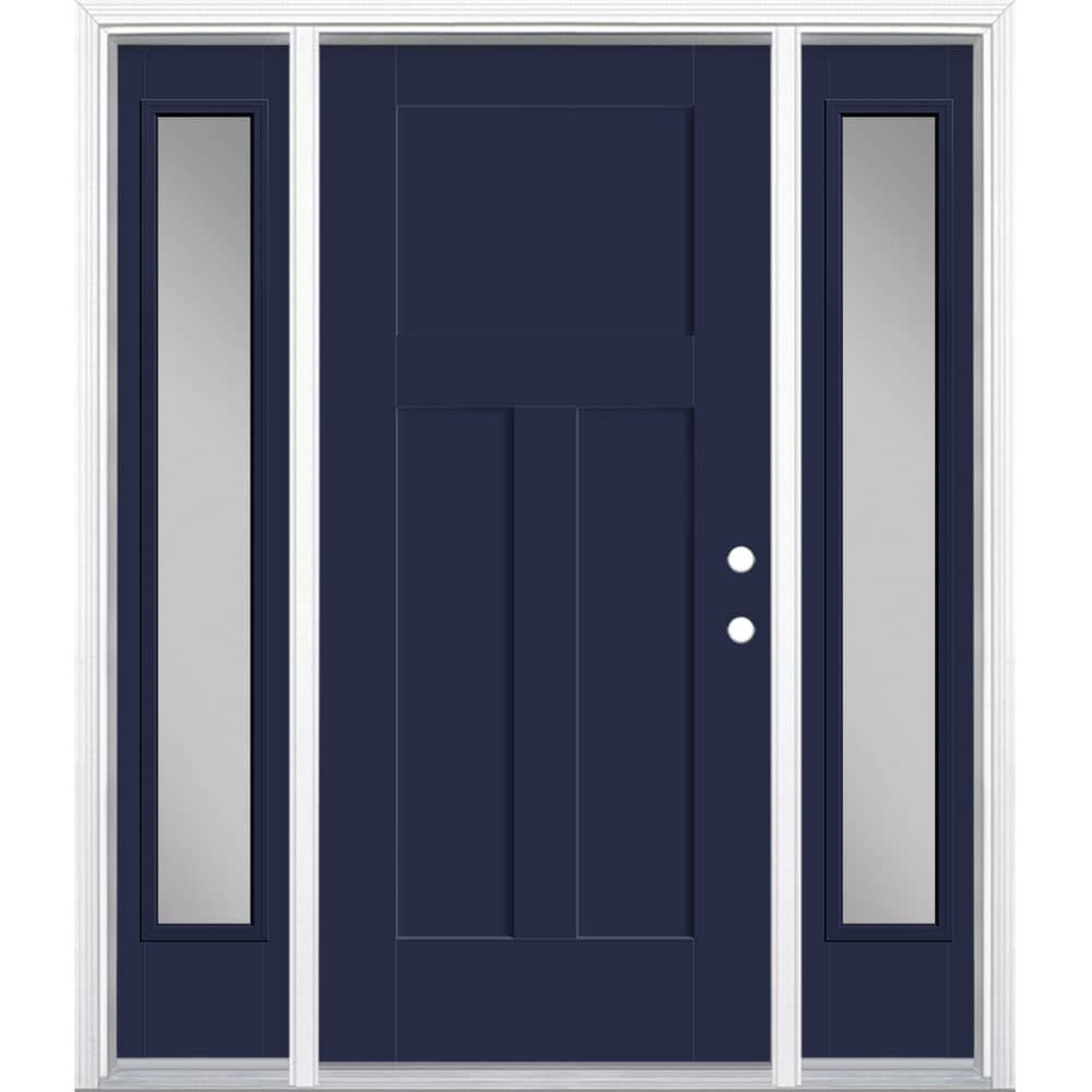 Masonite 627114 Winslow 64-in x 80-in x 4-9/16-in Fiberglass Left-hand inswing Eclipse Painted Prehung Front Door with Sidelights with Brickmould Insulating core