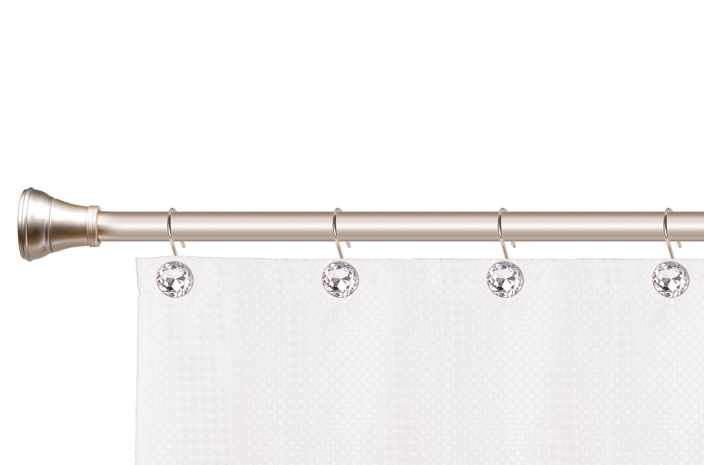 Brushed Nickel Crystal Design Shower Curtain Hooks Set of 12