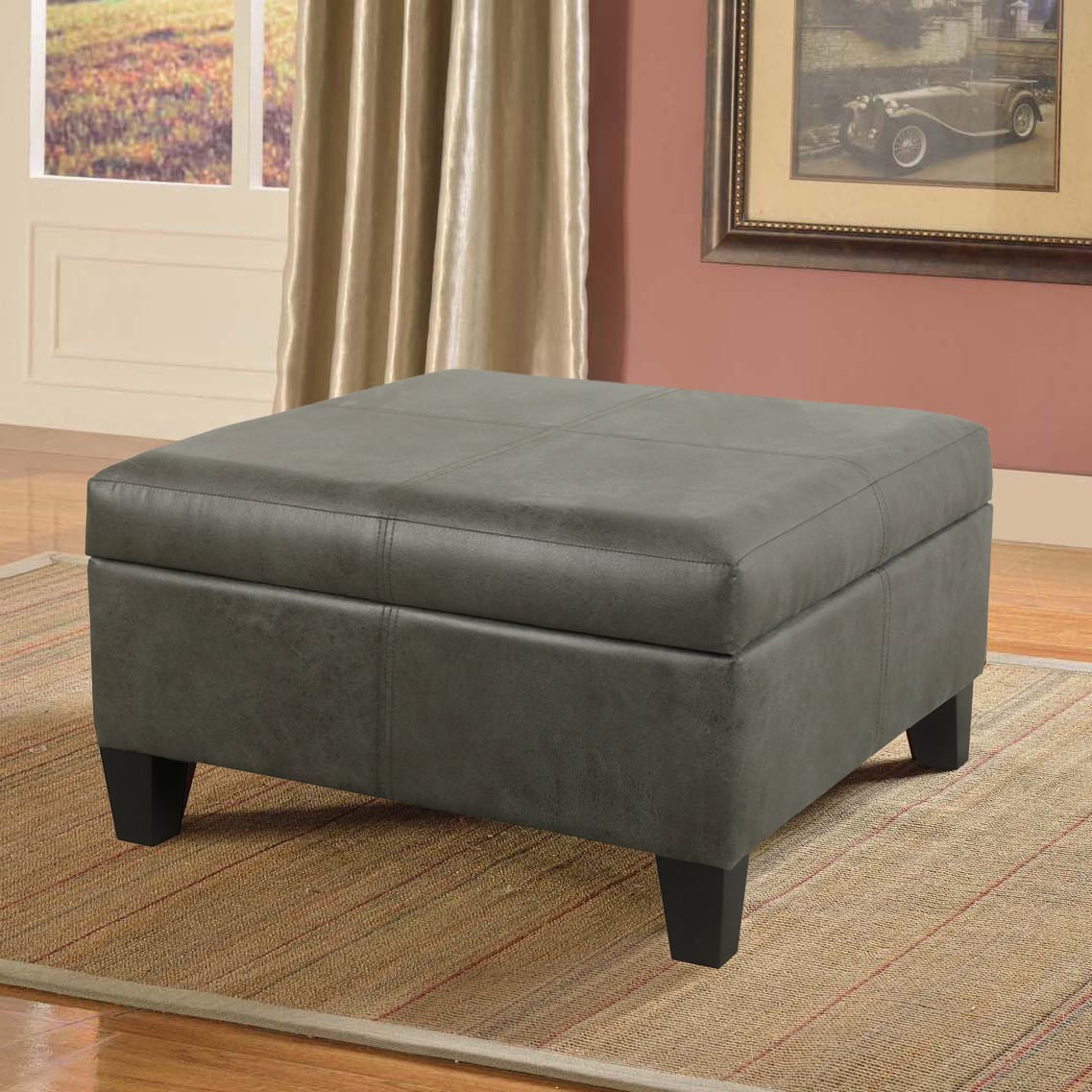 HomePop K2380-E903 Casual Gray Storage Bench with Storage 28-in x 28-in x 15.75-in