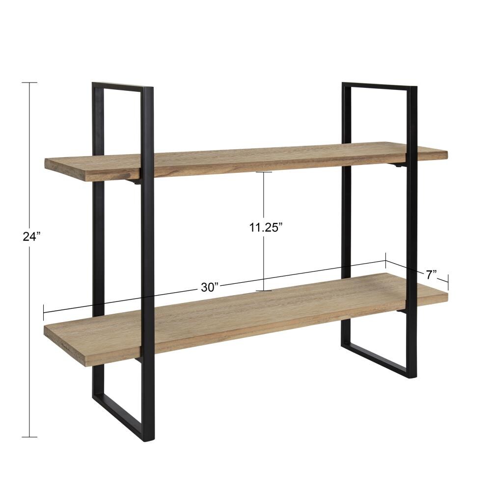 Kate and Laurel Natural Wood Tiered Shelf 8-in L x 30-in D (2 Decorative  Shelves) in the Wall Mounted Shelving department at 