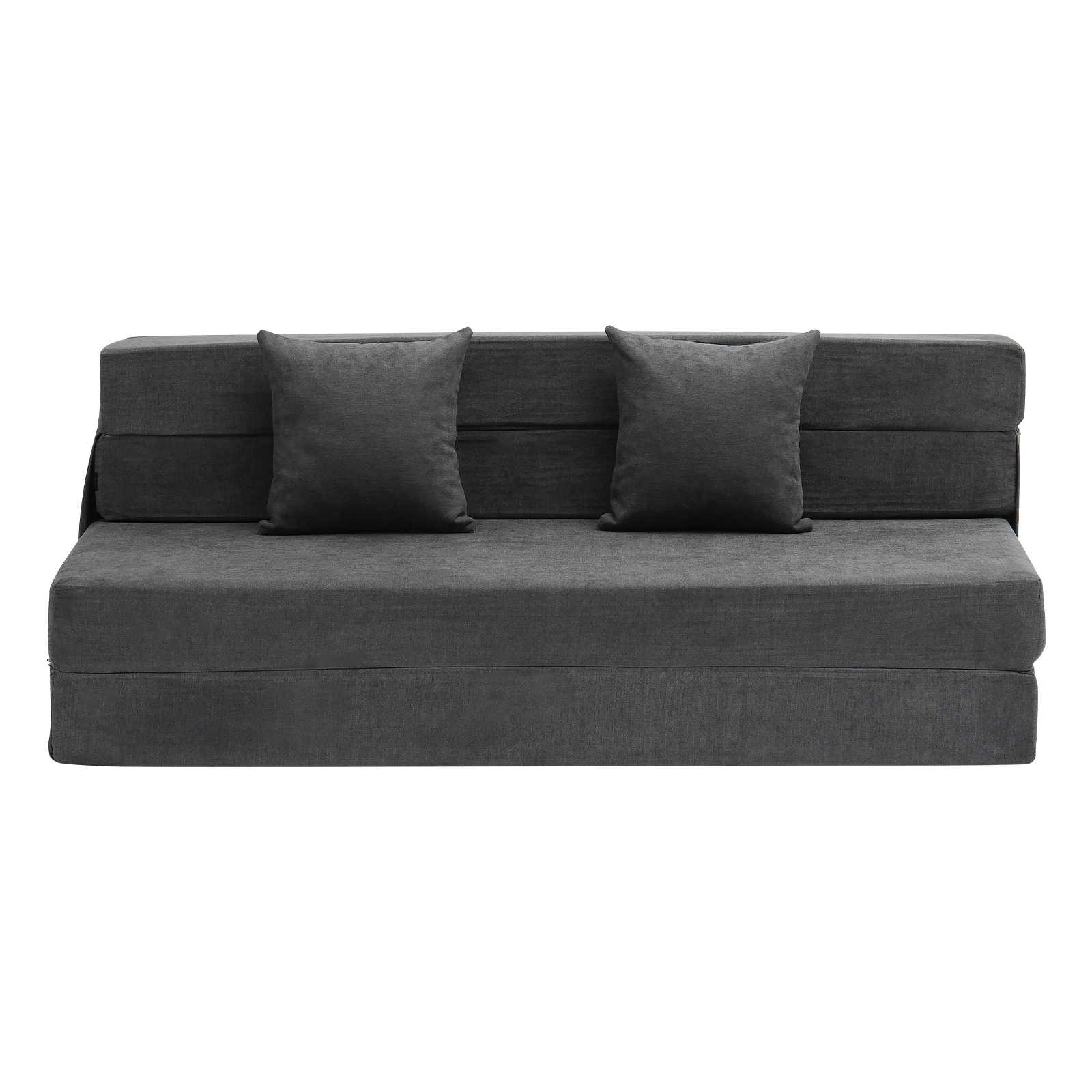 VEVOR Folding Sofa Bed 3-in-1 Foldable Couch Bed with 2 Pillows and Washable Cover 25D High Density Memory Foam Convertible Sleeper Chair Bed Futon Couch for Living Room Bedroom Dark Grey(Queen)