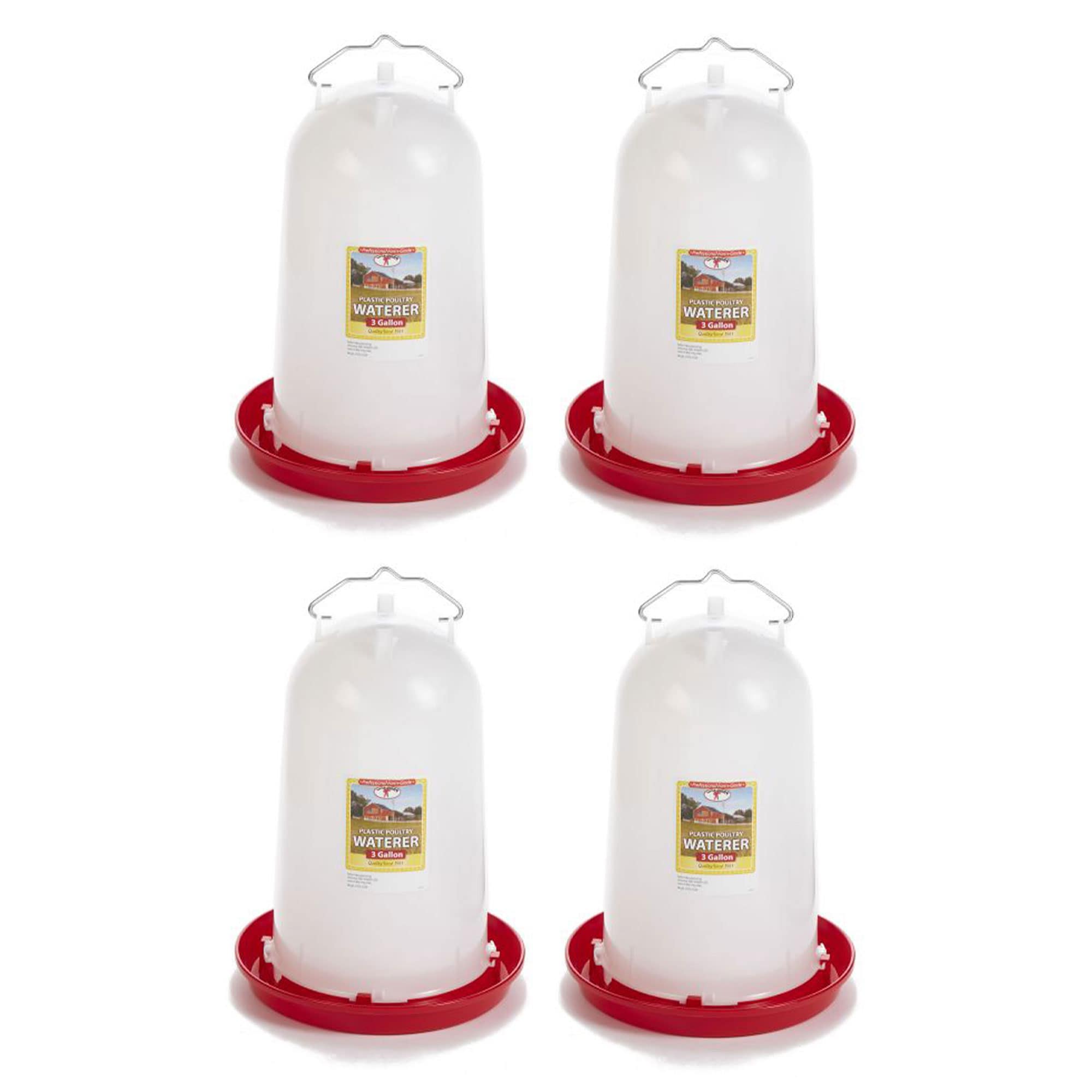 Little Giant  3-Gallon Heavy-Duty Plastic Gravity Fed Poultry Waterer (4 Pack)