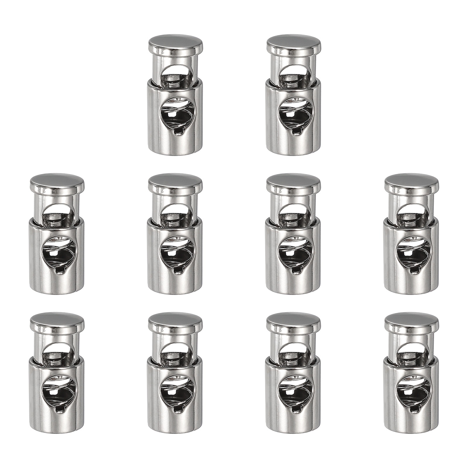 Unique Bargains 10pcs Metal Cord Locks 6.5mm Single-Hole Cord Locks for Drawstrings End Stopper Fastener Slider Toggles Clip for Shoelaces Backpacks Replacement Silver