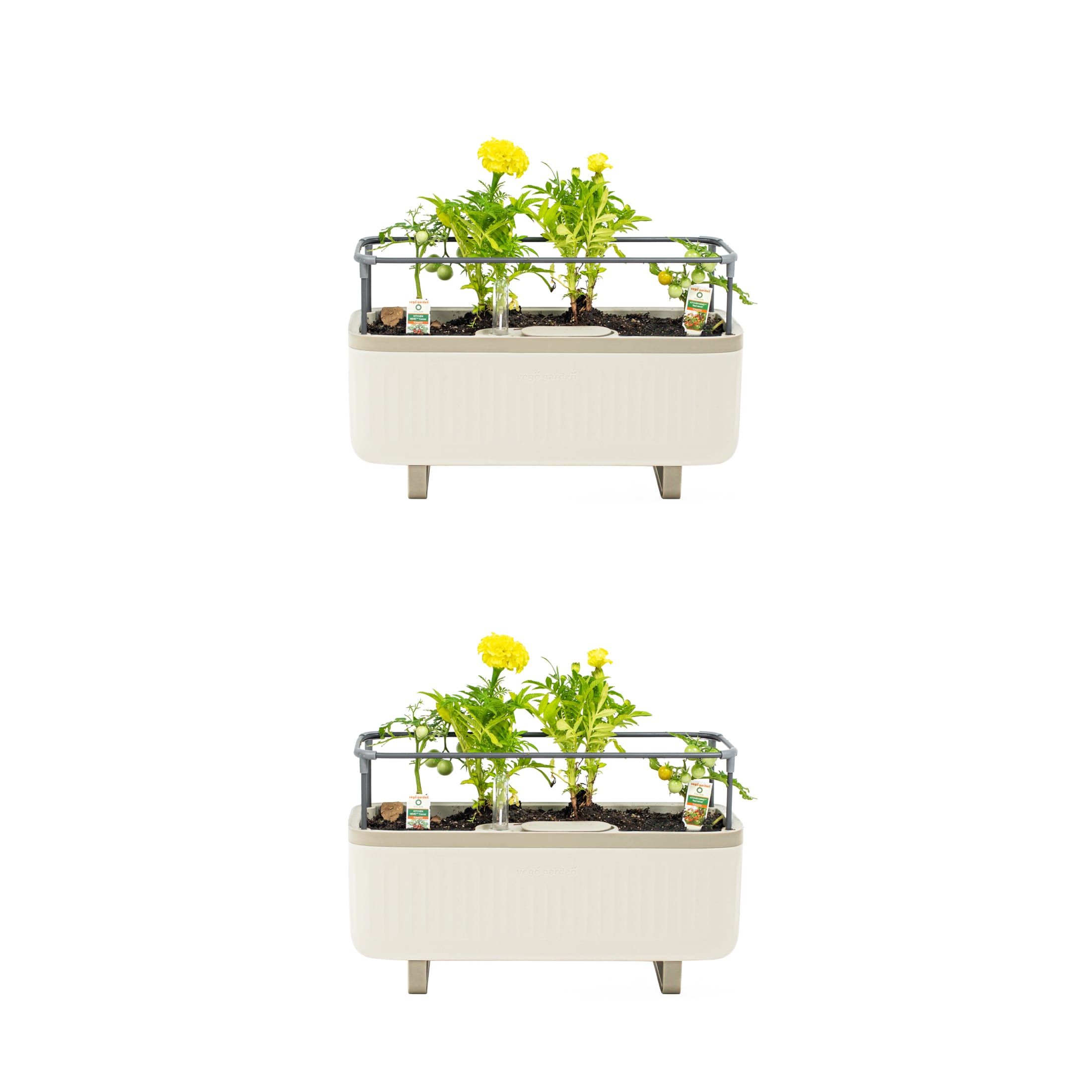 Vego Garden VPHPWT-2 2 -Pack Rectangle 7.3-in W Large White Recycled plastic Contemporary/Modern Indoor/Outdoor Planter with Drainage Holes with Self Watering
