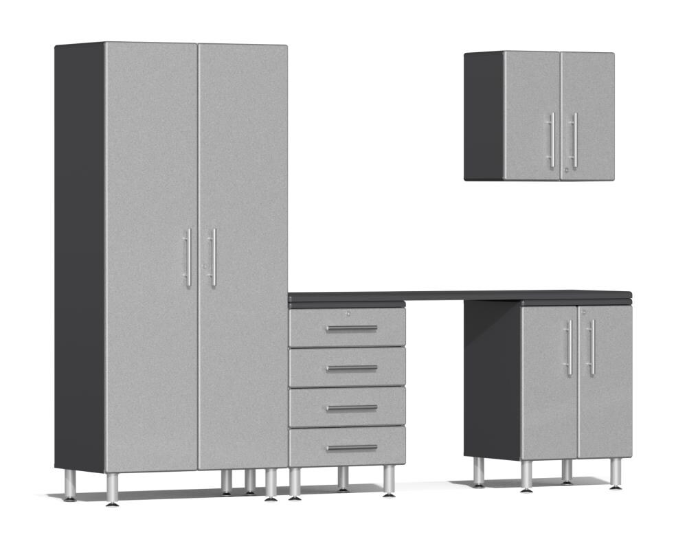 Ulti-MATE Garage UG22051S 106.3-in W x 80-in H x 21-in D 4 -Cabinets Composite wood Silver Metallic over Gray Garage Storage System