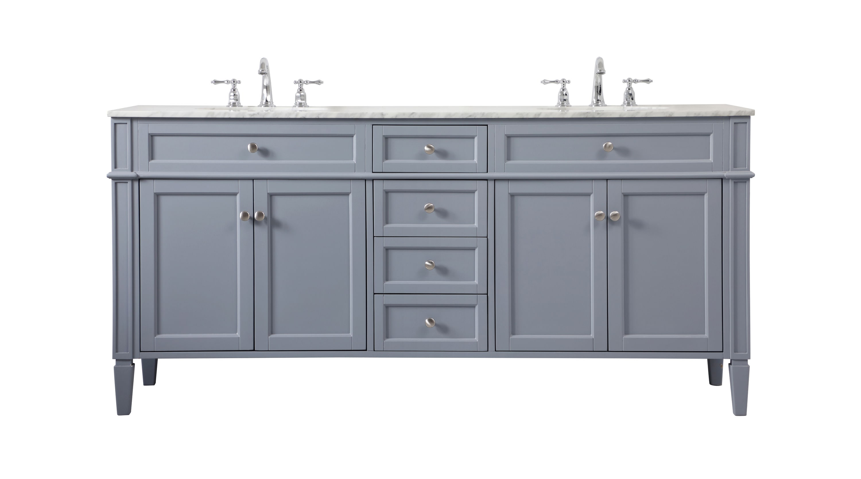 Elegant Decor HF37716DGR Home Furnishing 72-in Grey Undermount Double sink Bathroom Vanity with Carrara White Engineered marble Top