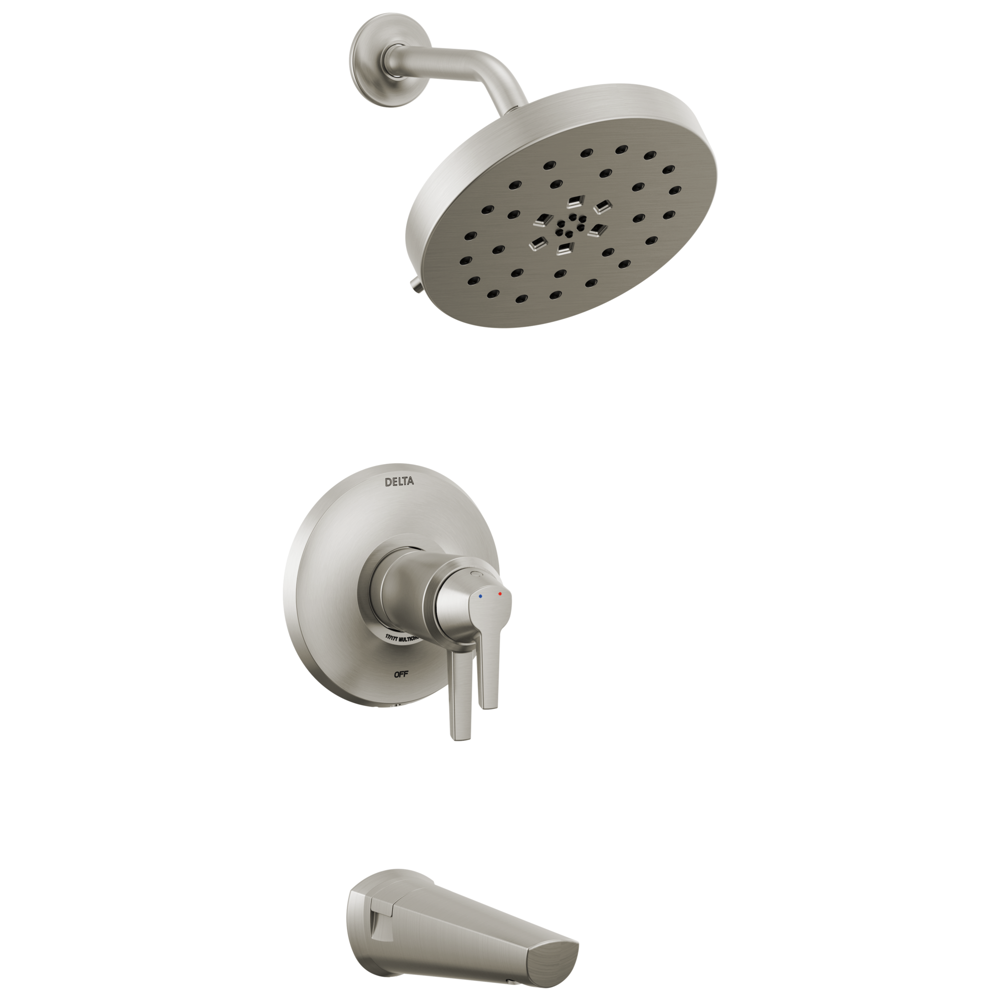 Delta T17T471-SS-PR Galeon Lumicoat Stainless 2-handle Multi-function 8-Inches Round Bathtub and shower Faucet