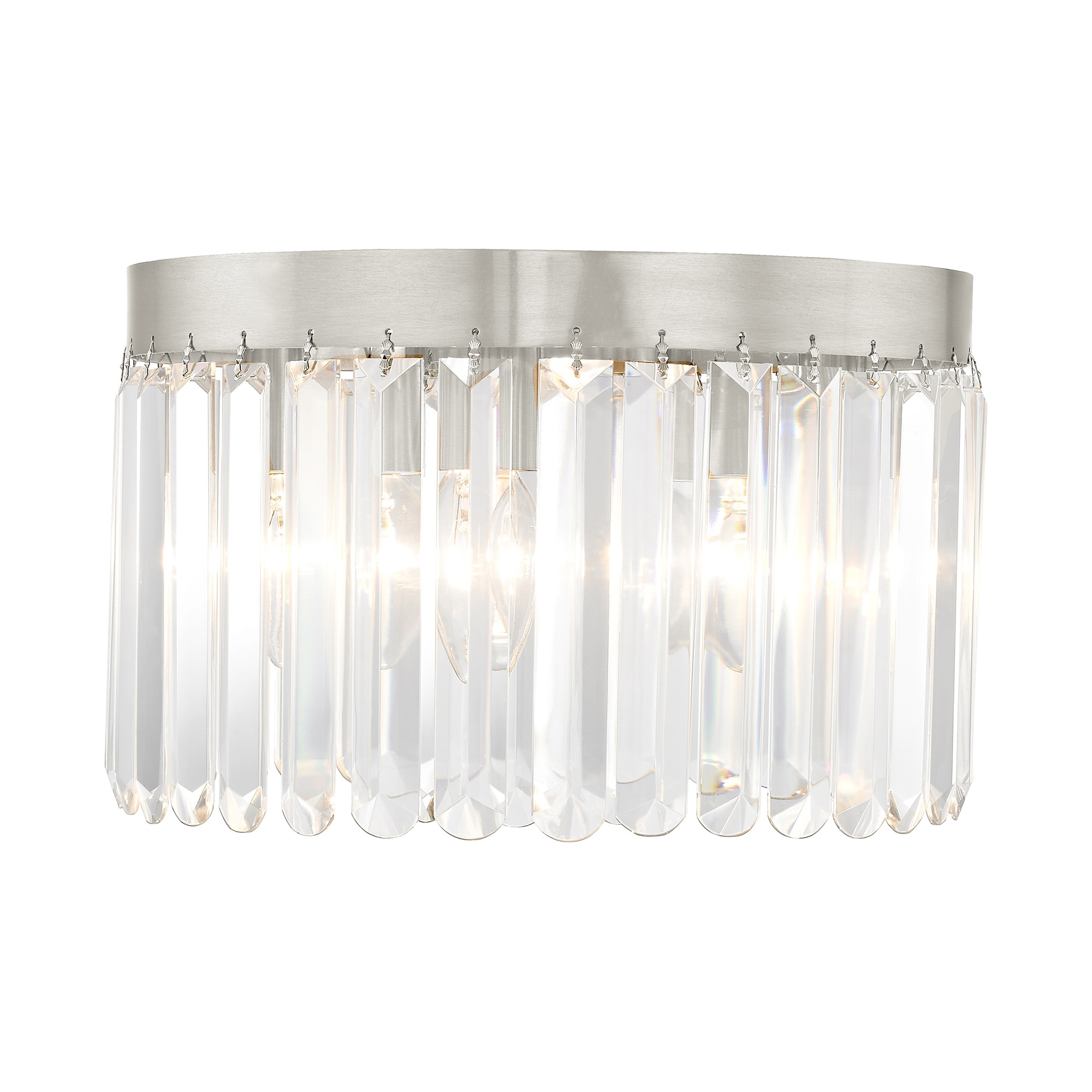 Ashton 1920s Style Brushed Nickel 4-Light Flush Mount with Crystal Shade