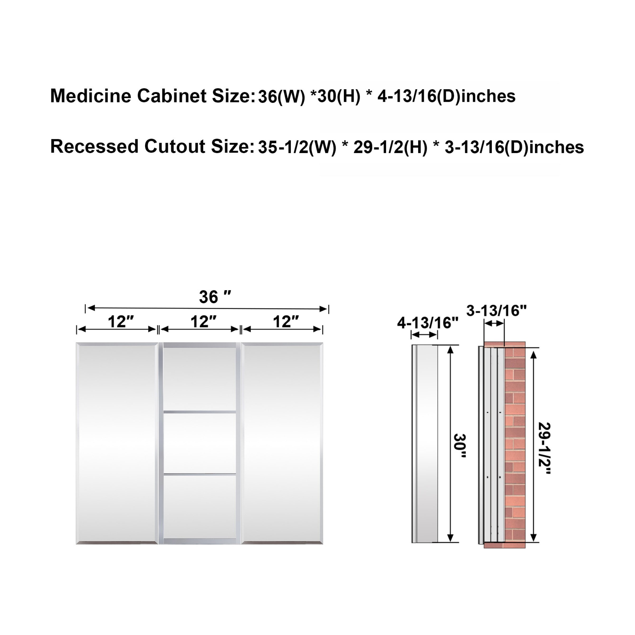 WELLFOR B12R1230MCB12L Bathroom-Wall-Cabinets - View #8