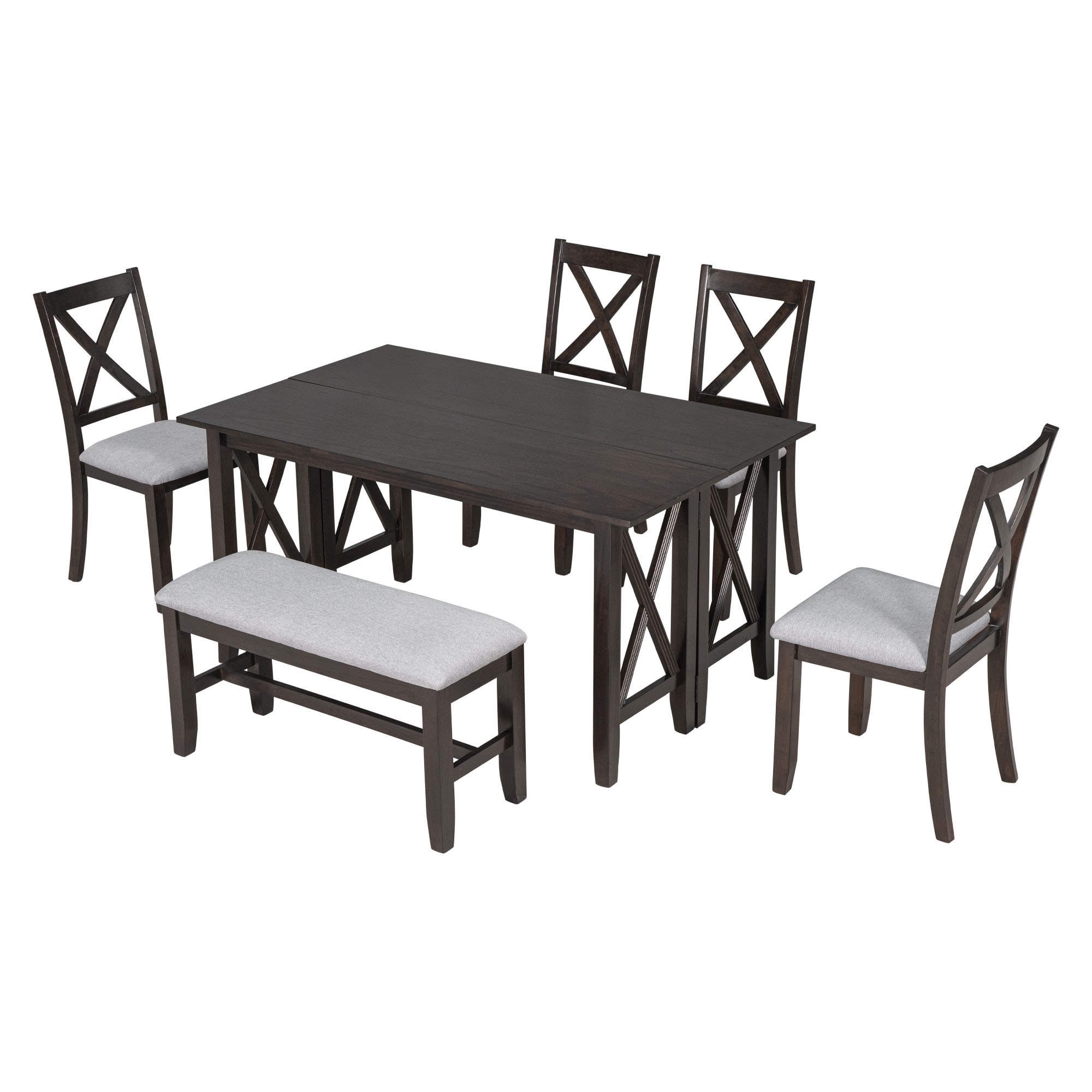 Flynama L-ST000046AAP Espresso Contemporary/Modern Dining Room Set with Rectangular Table ( Seats 6 )