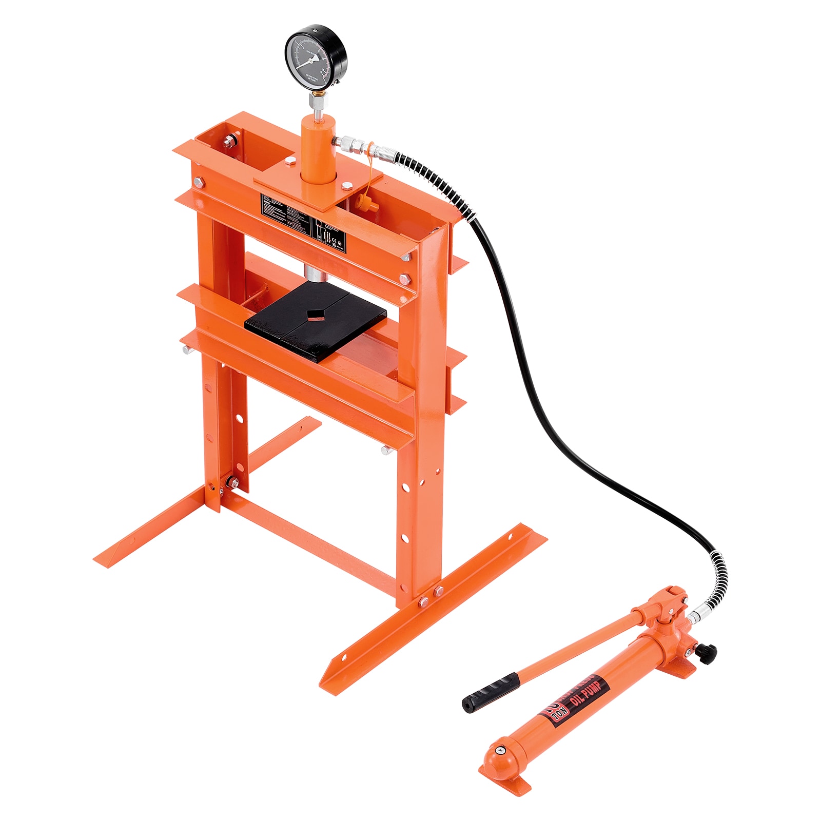 GIVIMO Hydraulic Shop Press 10 Ton H-Frame Shop Press with Press Plate H-shaped Base Stable Garage Floor Adjustable Hydraulic Press with Relief Valve for Bending Straightening Stamping