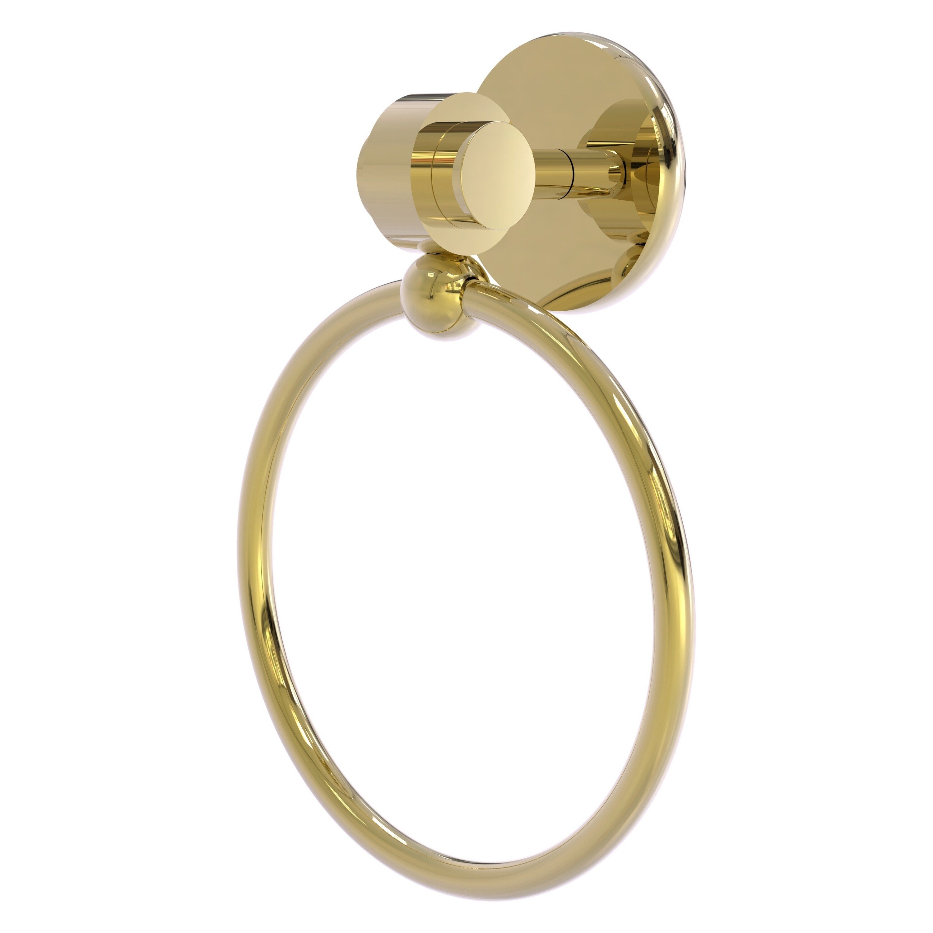 Allied Brass 7216-UNL Satellite Orbit Two Unlacquered Brass Wall mount Single Towel Ring