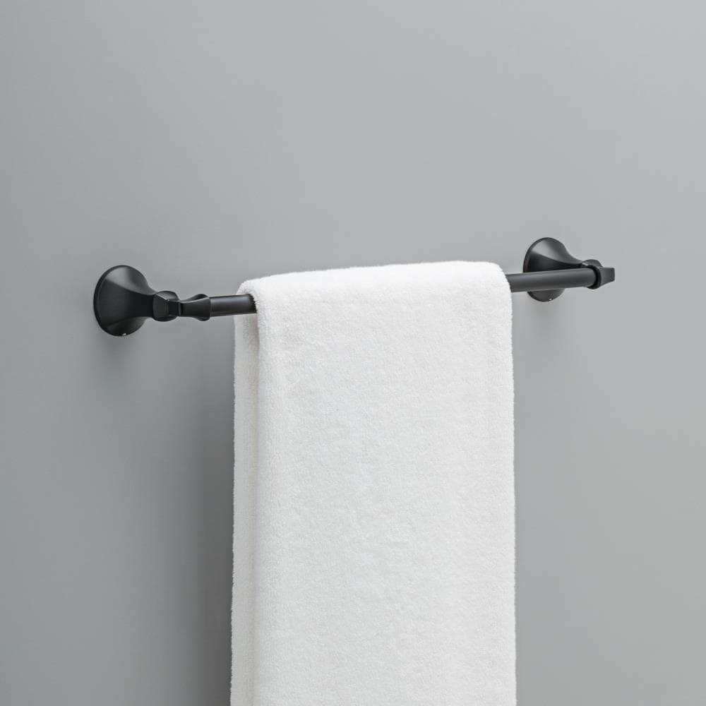 Delta Ashlyn 18-in Matte Black Wall Mount Single Towel Bar in the Towel ...