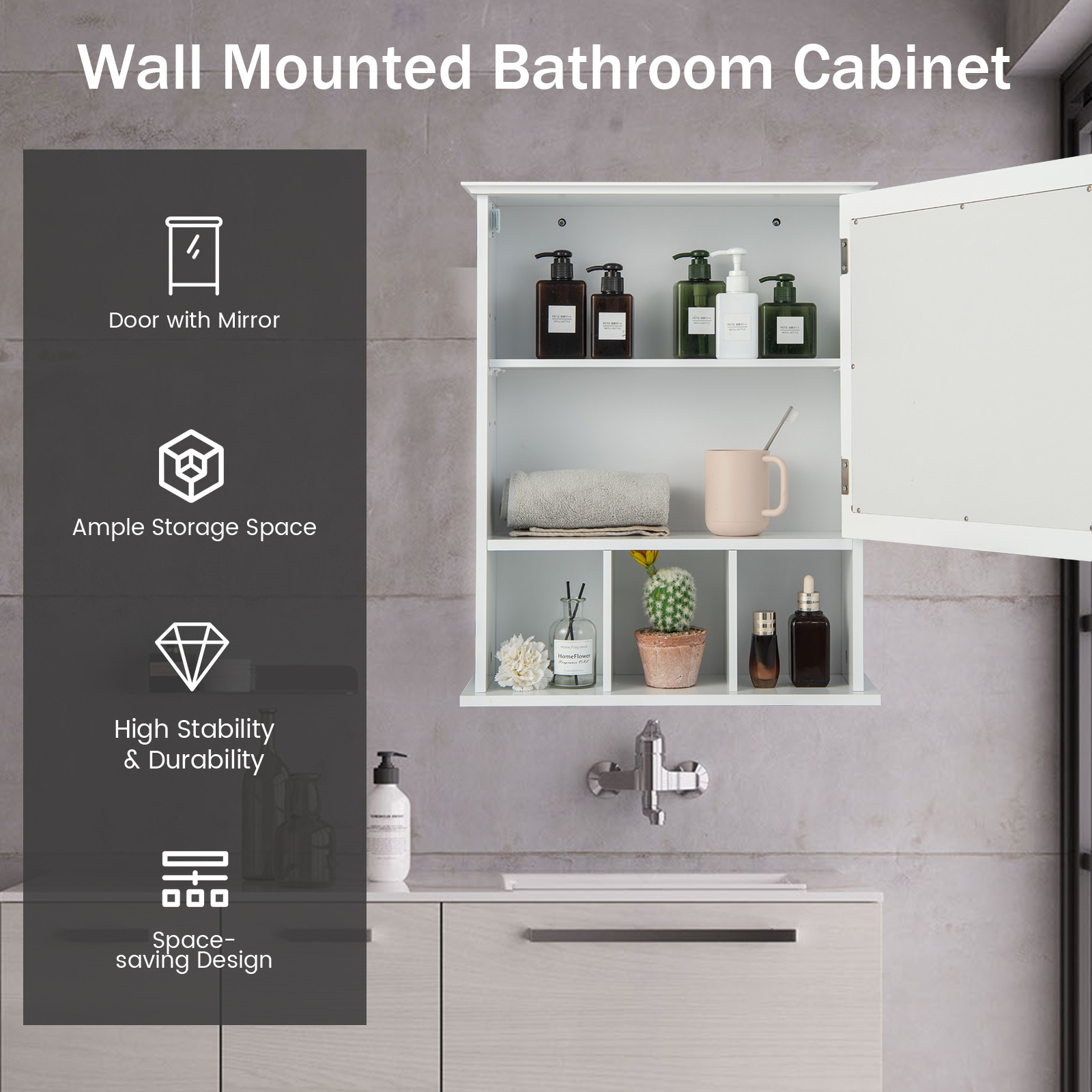 Forclover HYFE-10131WH Bathroom-Medicine-Cabinets - View #2