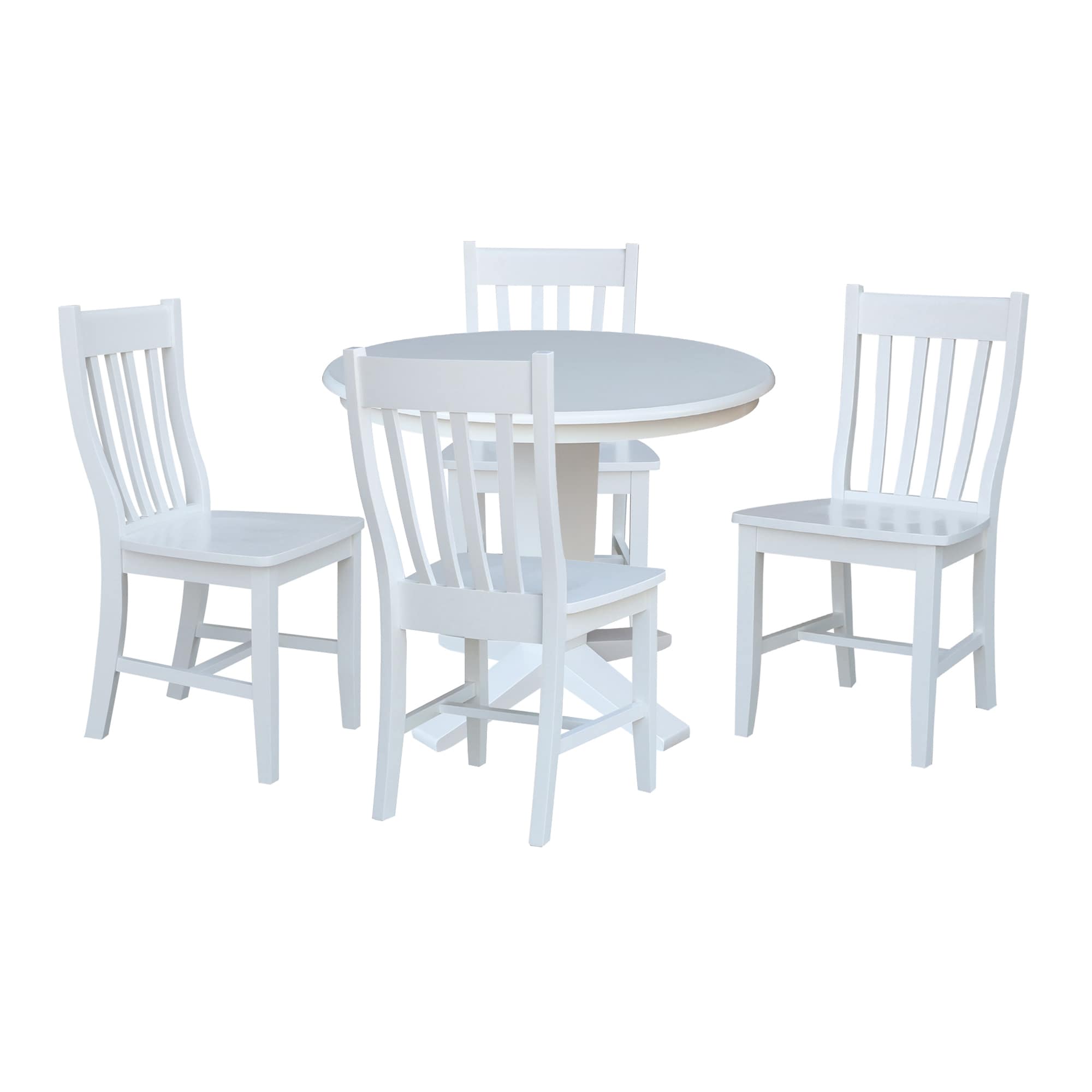 International Concepts K08-36RT-23B-C61-4 White Traditional Dining Room Set with Round Table ( Seats 4 )