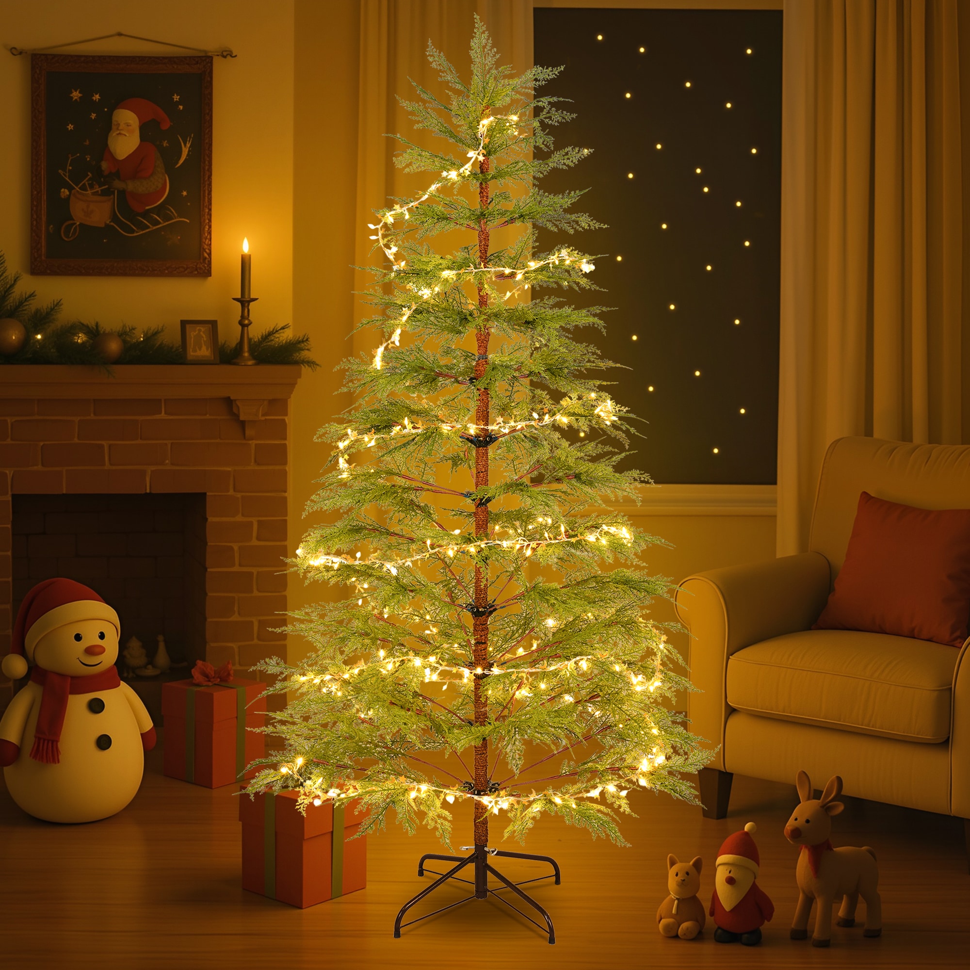 LOVMOR SF-L-N710P181792S 6 Feet Artificial Full Christmas Tree Includes LED Lights and Metal Stand 612 Tips Full Tree Xmas Decoration