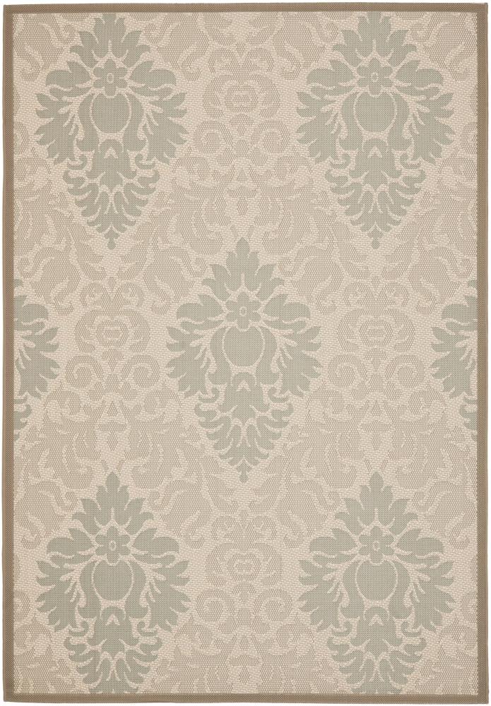 Safavieh CY7133-79A18-6 Courtyard Lyford 7 x 10 (ft) Loomed Polypropylene Beige/Brown Rectangular Indoor/Outdoor Damask Coastal Area rug