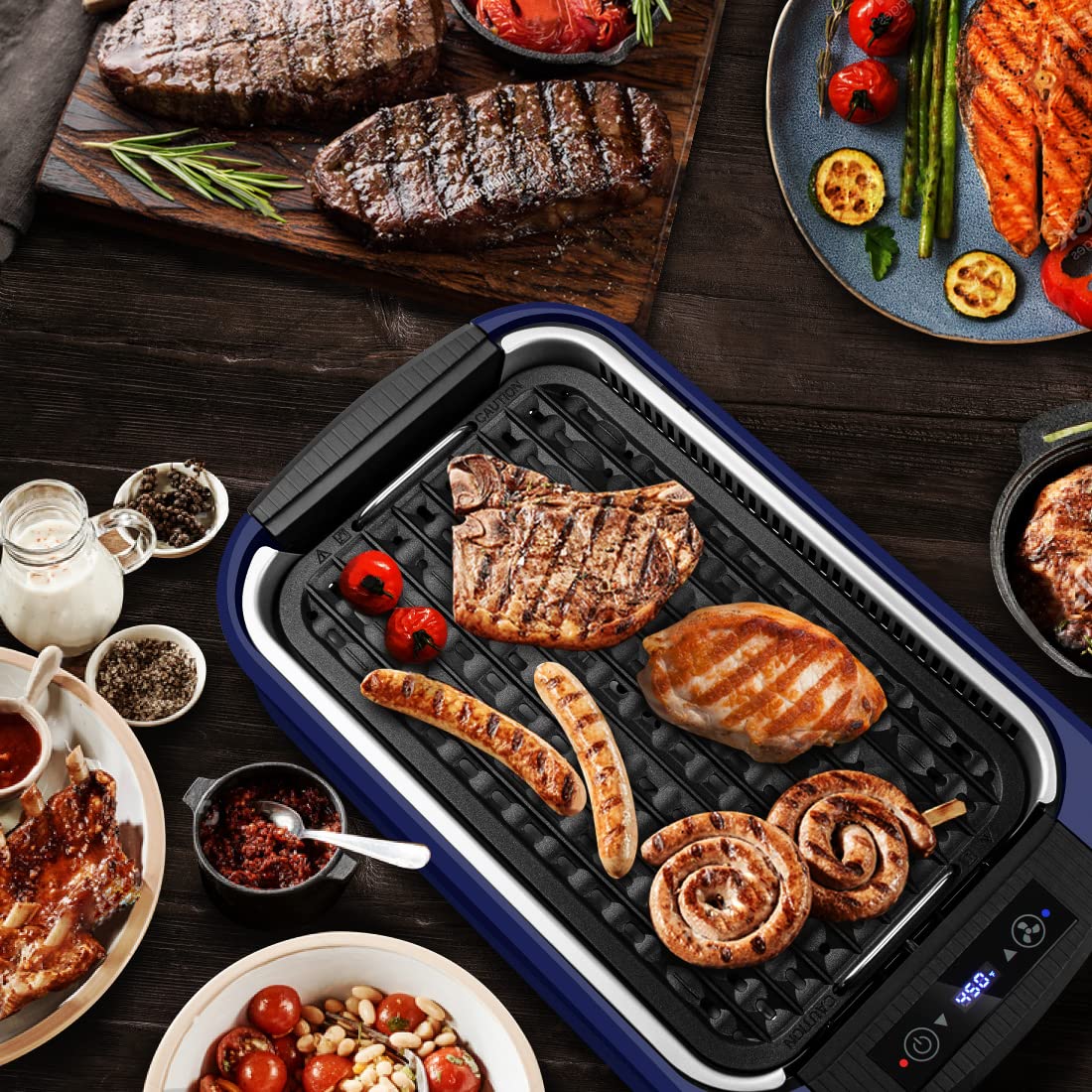 Techwood Indoor Grill Smokeless Grill, 1500W Indoor Korean BBQ Electric  Tabletop Grill with Tempered Glass Lid, Removable Grill and Griddle Plates