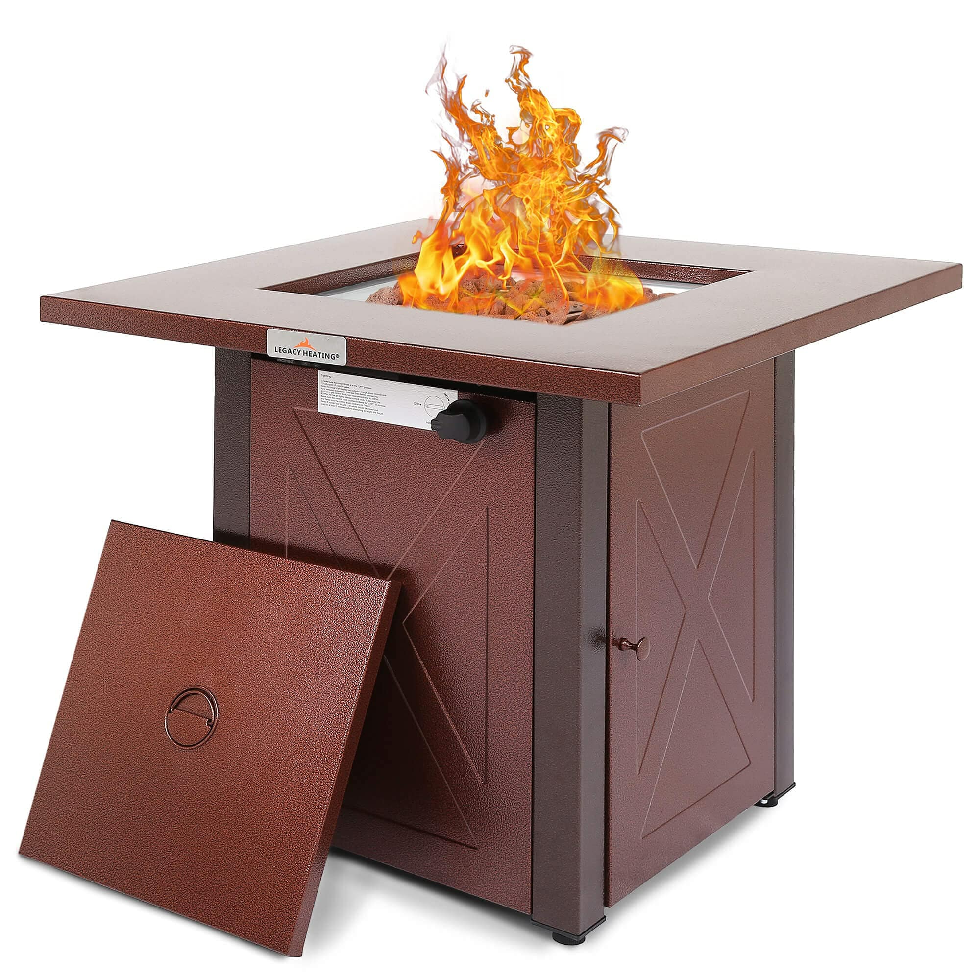 BABOOM BOM--X-JH-OR Gas Fire Pits Table 28-in W Burgundy Steel Square Liquid propane Fire pit table