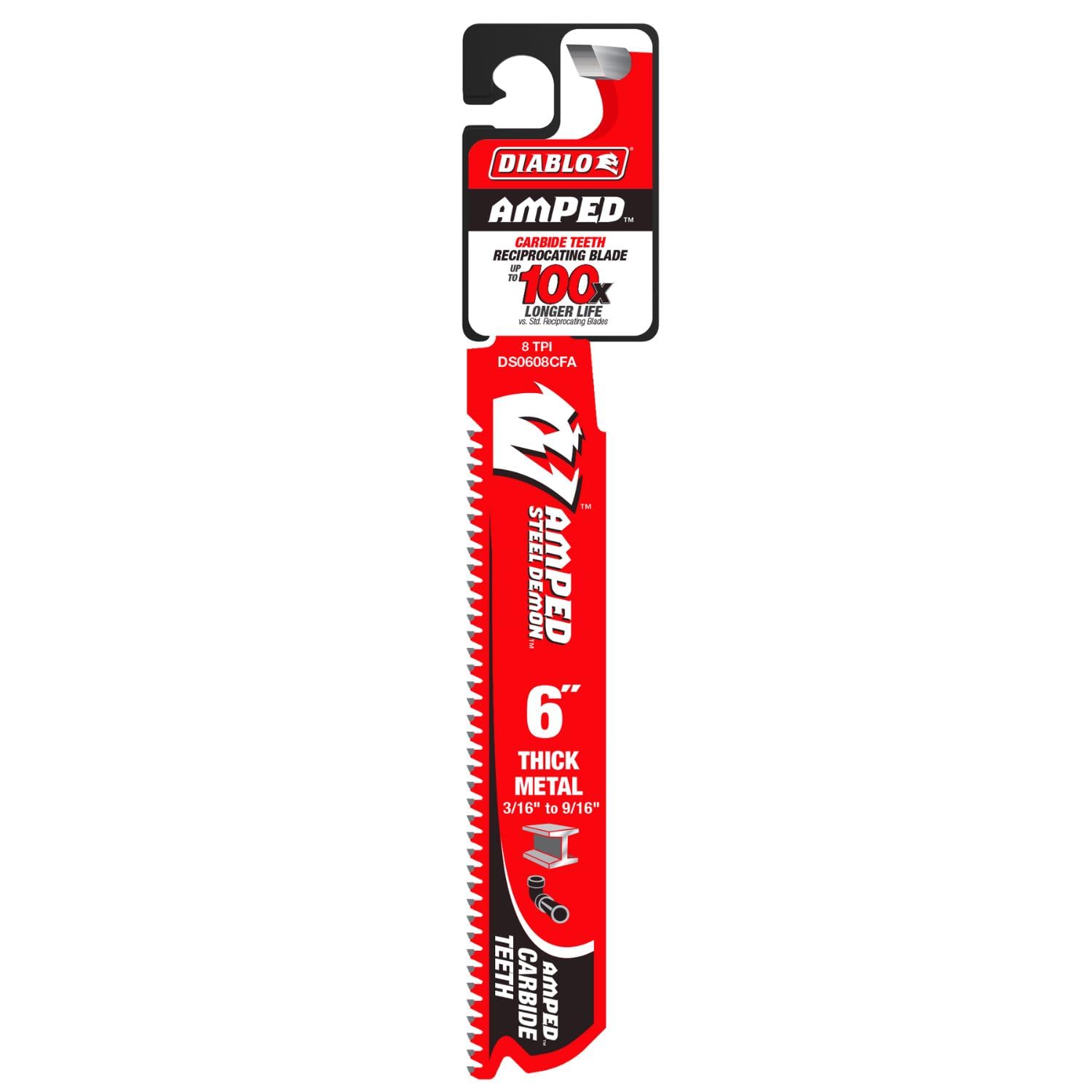 Diablo  Amped Steel Demon Reciprocating Saw Blade Set for Thick Metal - 6 Length 8 TPI 3-Pack