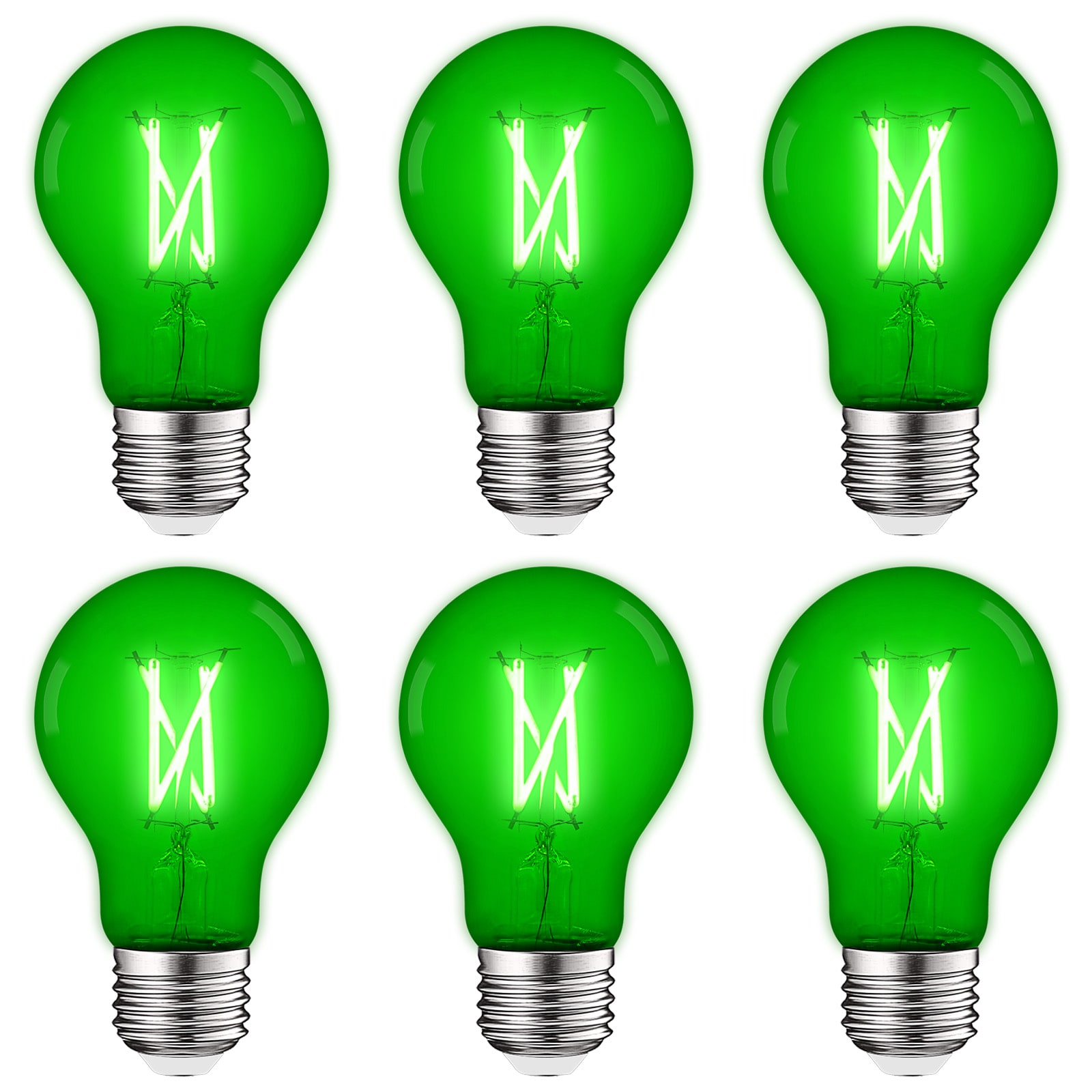 Luxrite LR21722-6PK 60 -Watt EQ A19 Green Medium base (E-26) LED Decorative Light Bulb 6 -Pack