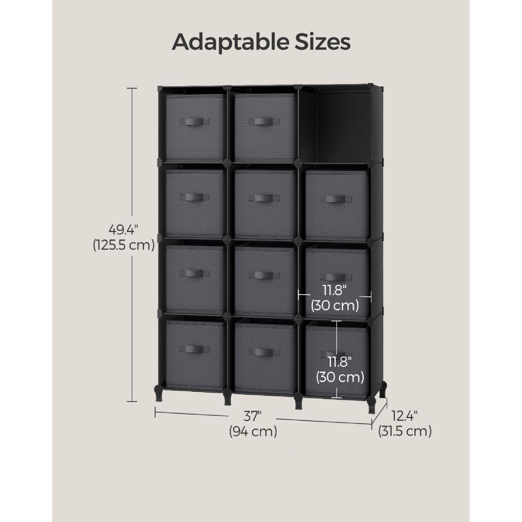 Slickblue Modular Cube Storage Organizer - Dove Gray Stackable 12 Cube ...