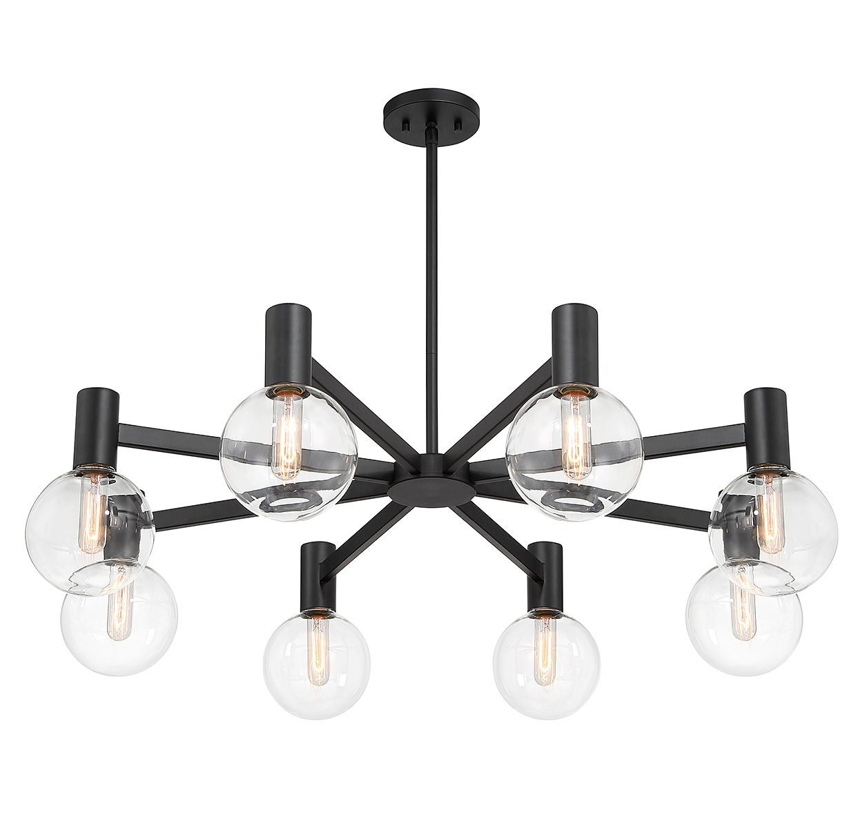Wright Matte Black 8-Light Chandelier with Clear Glass Shades