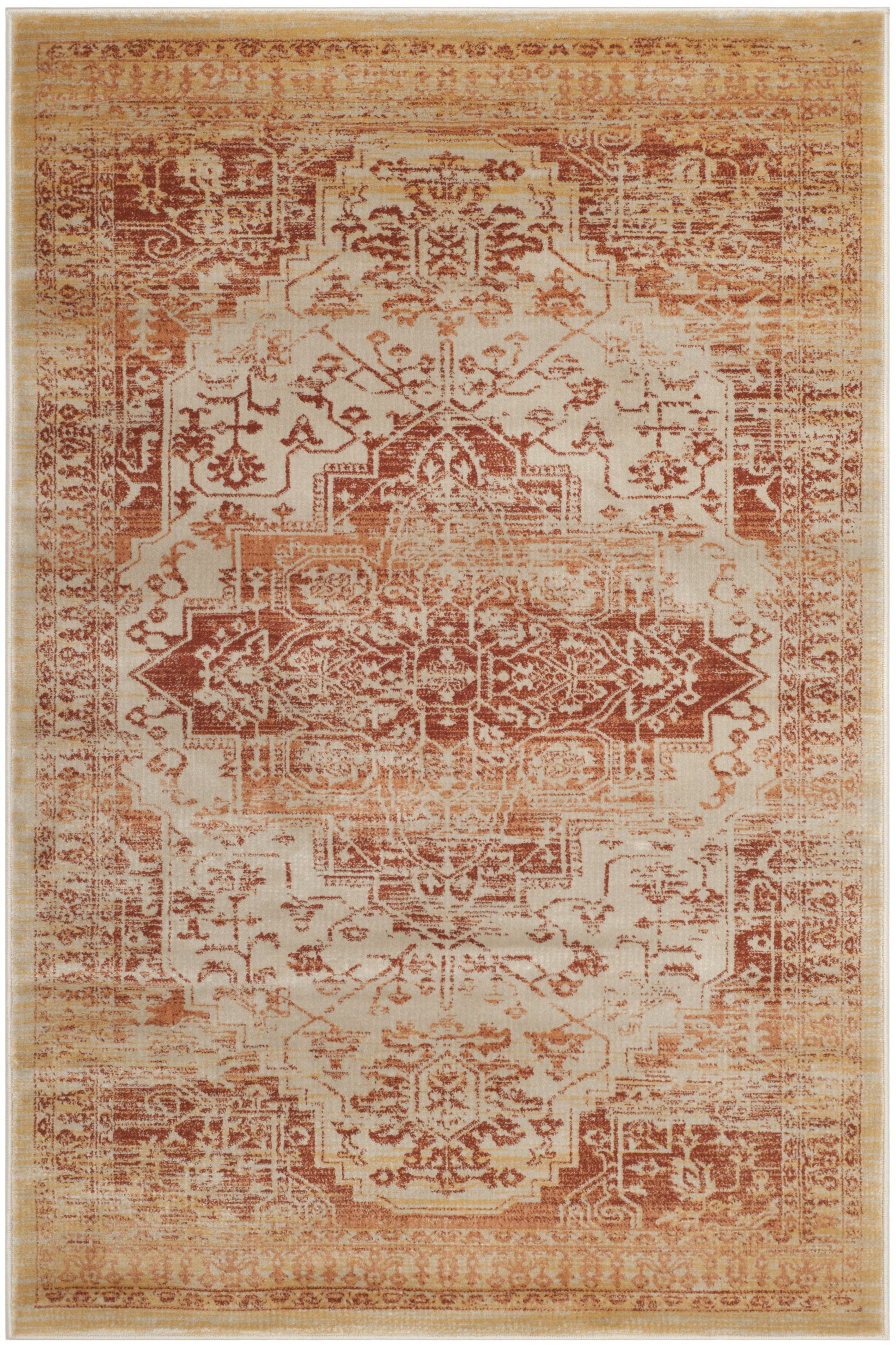 Safavieh EVK516R-4 Evoke Ames 4 x 6 Rust/Creme Indoor Distressed/Overdyed Vintage Area Rug