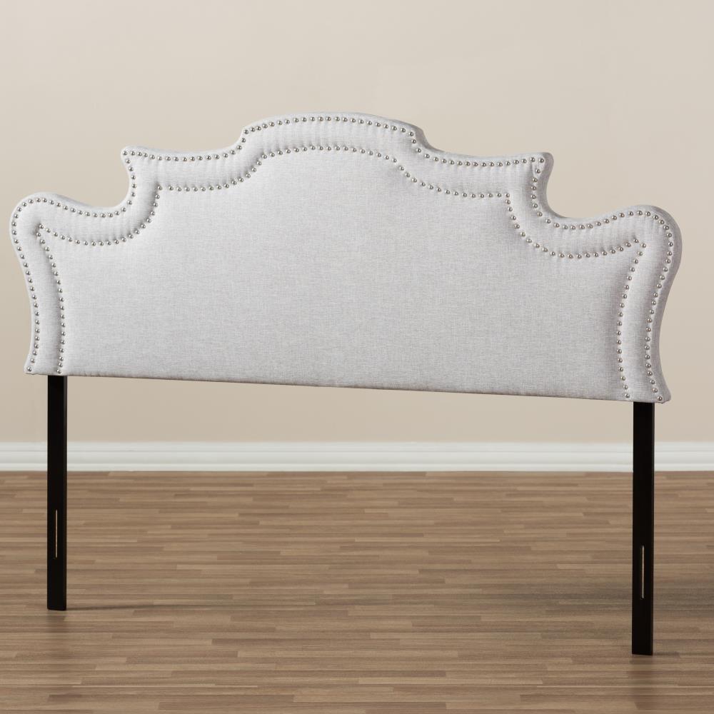 Baxton Studio Debbie Grey Queen Linen Upholstered Headboard at