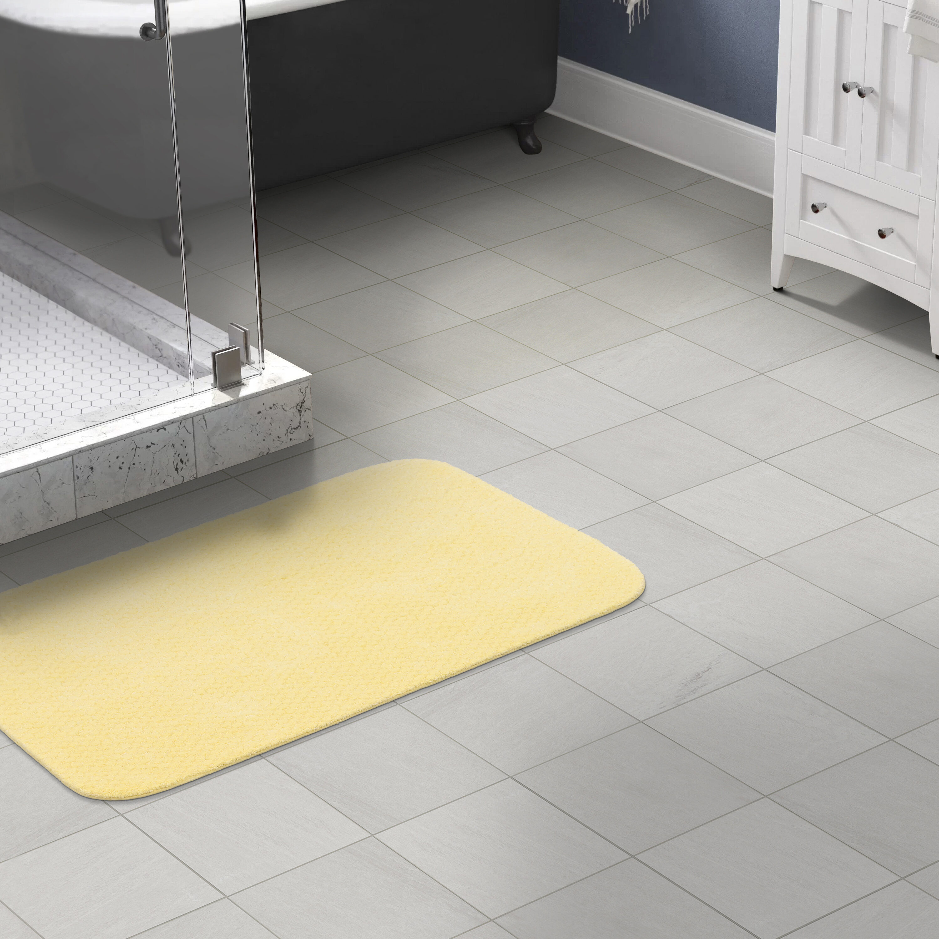 Garland Rug BA070W030050CC6 Cabernet 30-in x 50-in Rubber Ducky Yellow Nylon Bath rug
