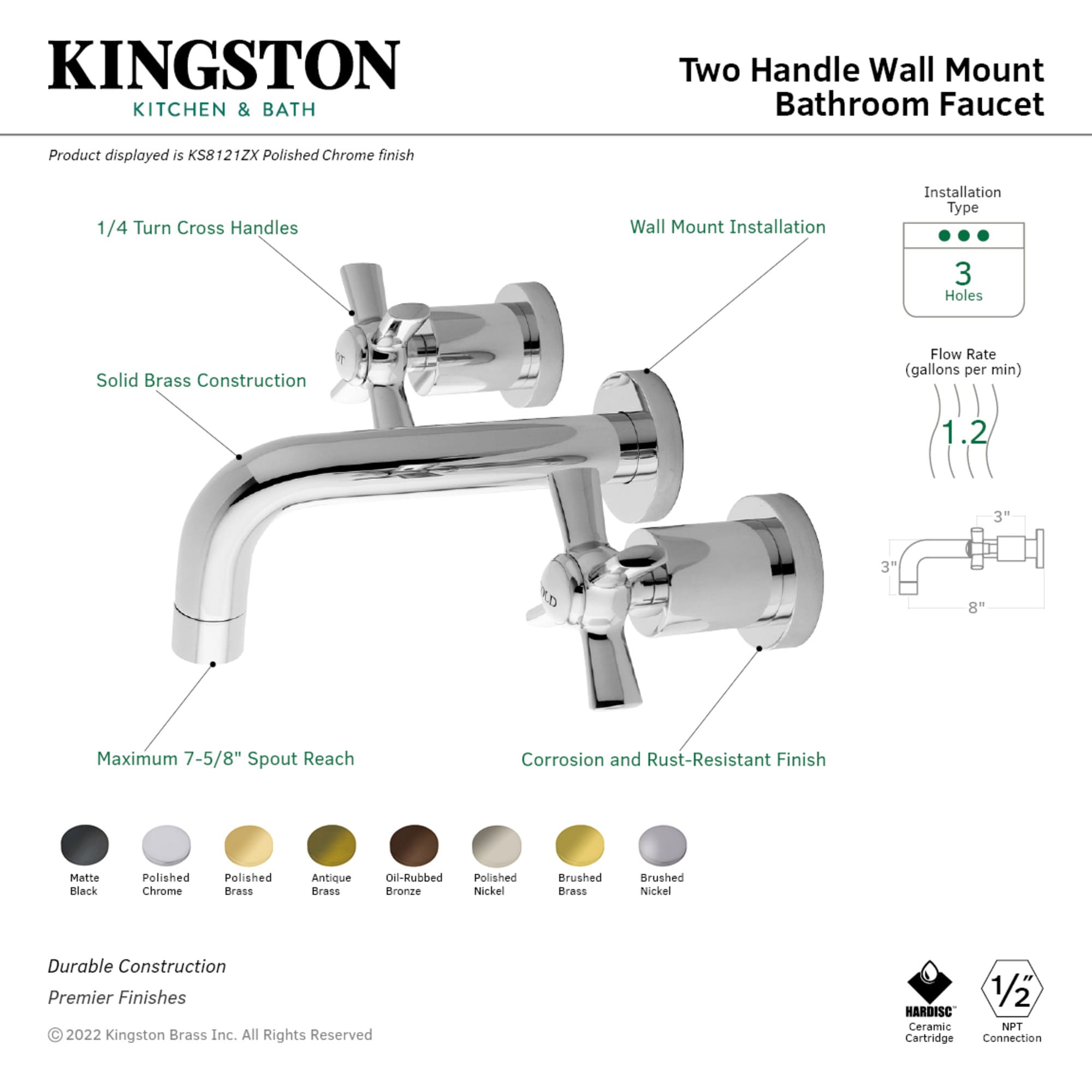 Kingston Brass WLKS8120ZX Lavatory-Faucets - View #2