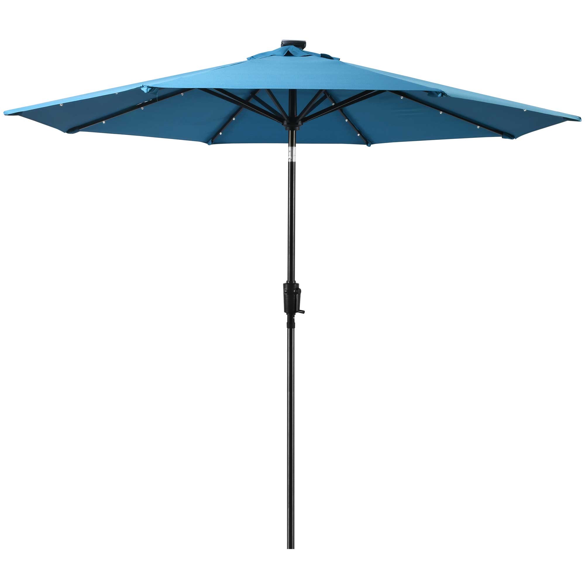 Sun-Ray 8L1022T 9-ft Aluminum Blue Market Patio Umbrella with Lights