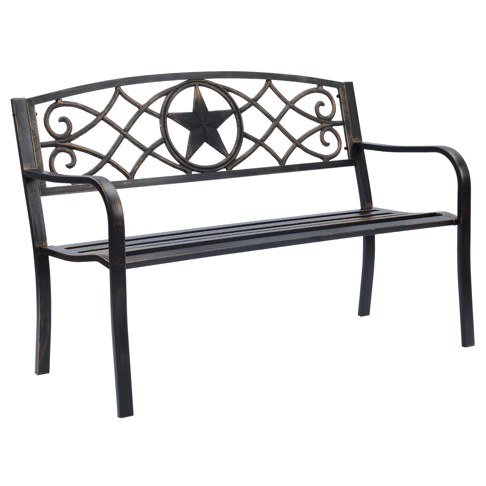 Patio Premier 2L3046 48.5-Inches W x 34.5-Inches H Bronze Steel Traditional Bench