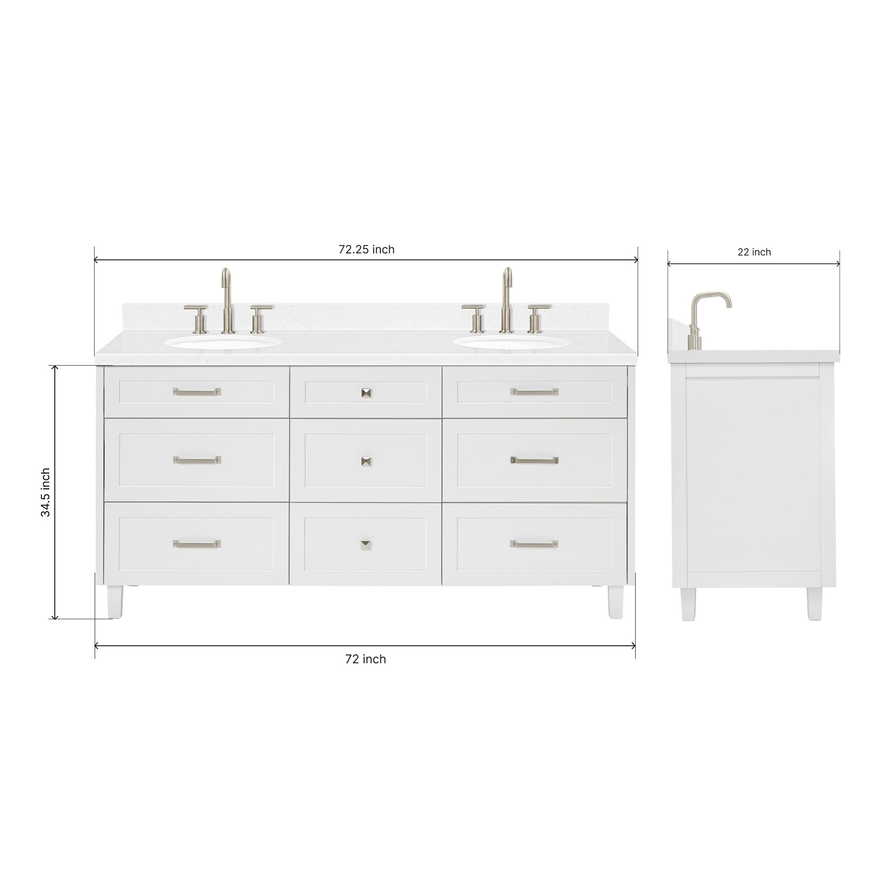 ARIEL B72DCQOVOWHT Bath-Vanity-Combo - View #7