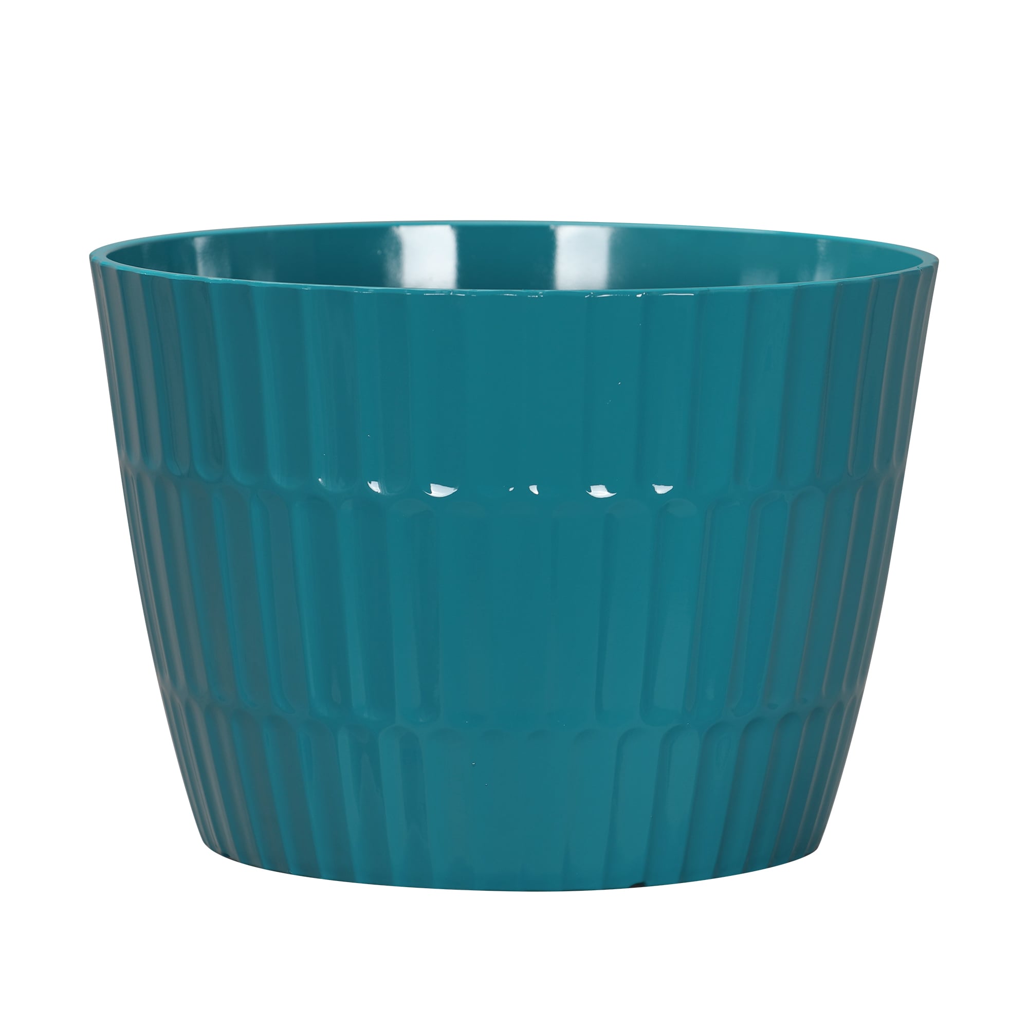 Style Selections PLG1714PTH Round 12.72-in W Medium Green Resin Contemporary/Modern Indoor/Outdoor Planter with Drainage Holes